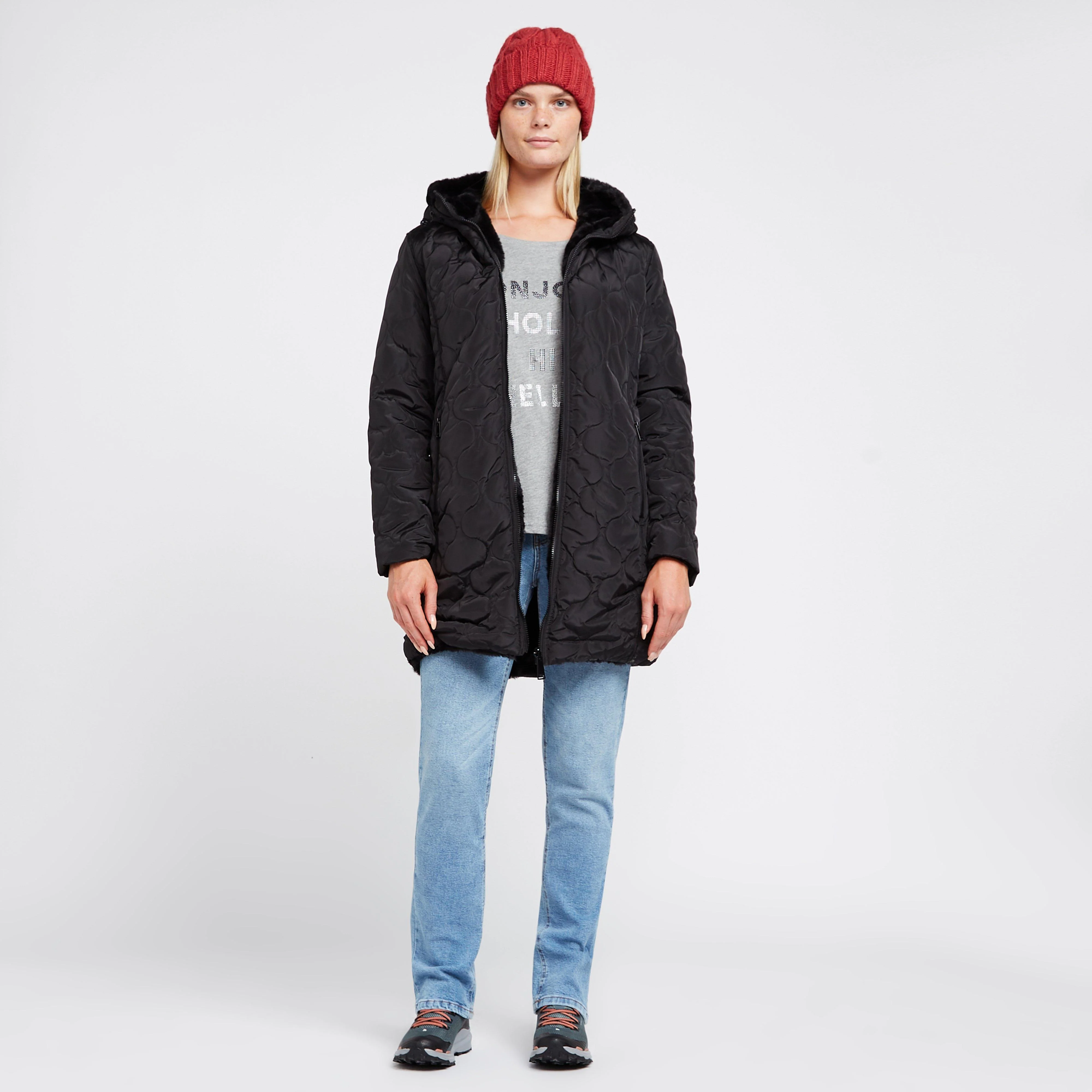 Womens Caileigh Reversible Parka Jacket Black - Image 3