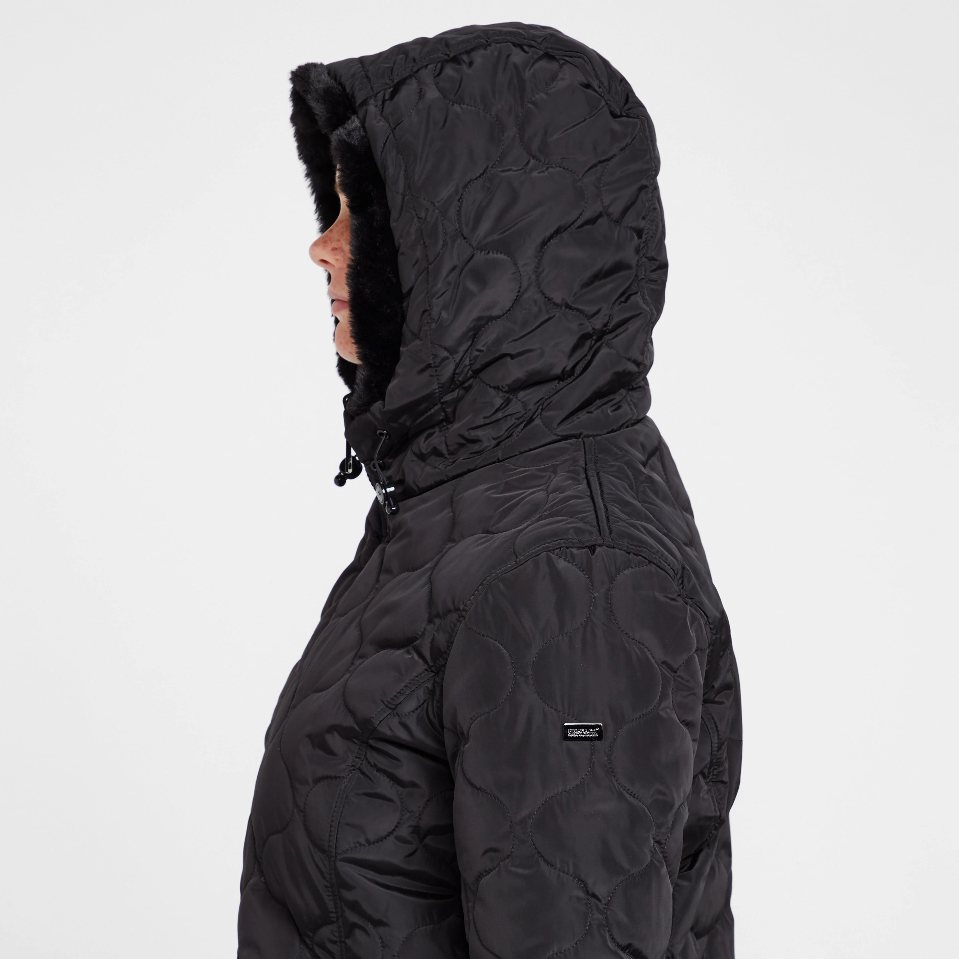 Womens Caileigh Reversible Parka Jacket Black - Image 6