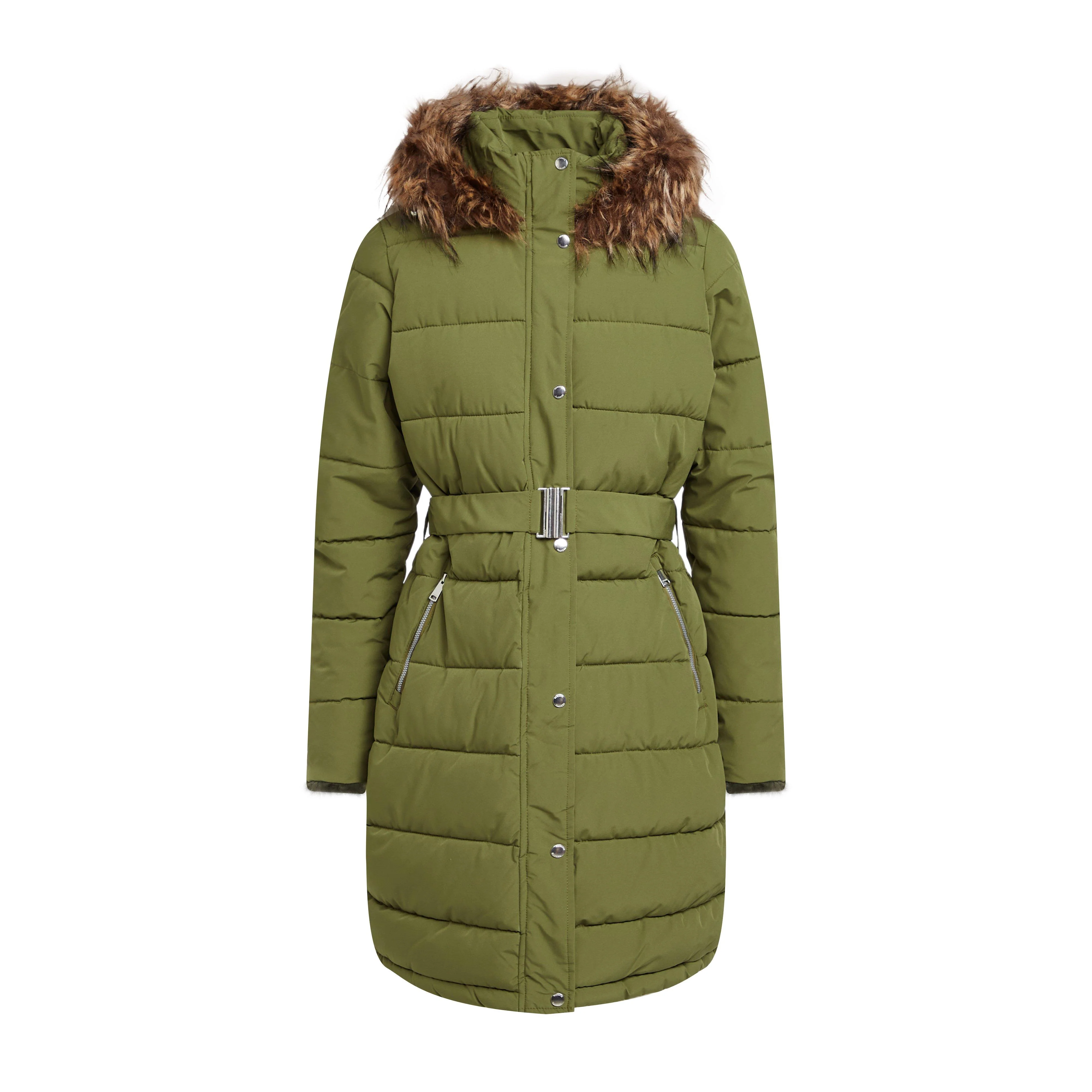 Womens Daleyza Thermal Parka Jacket Green - Image 11