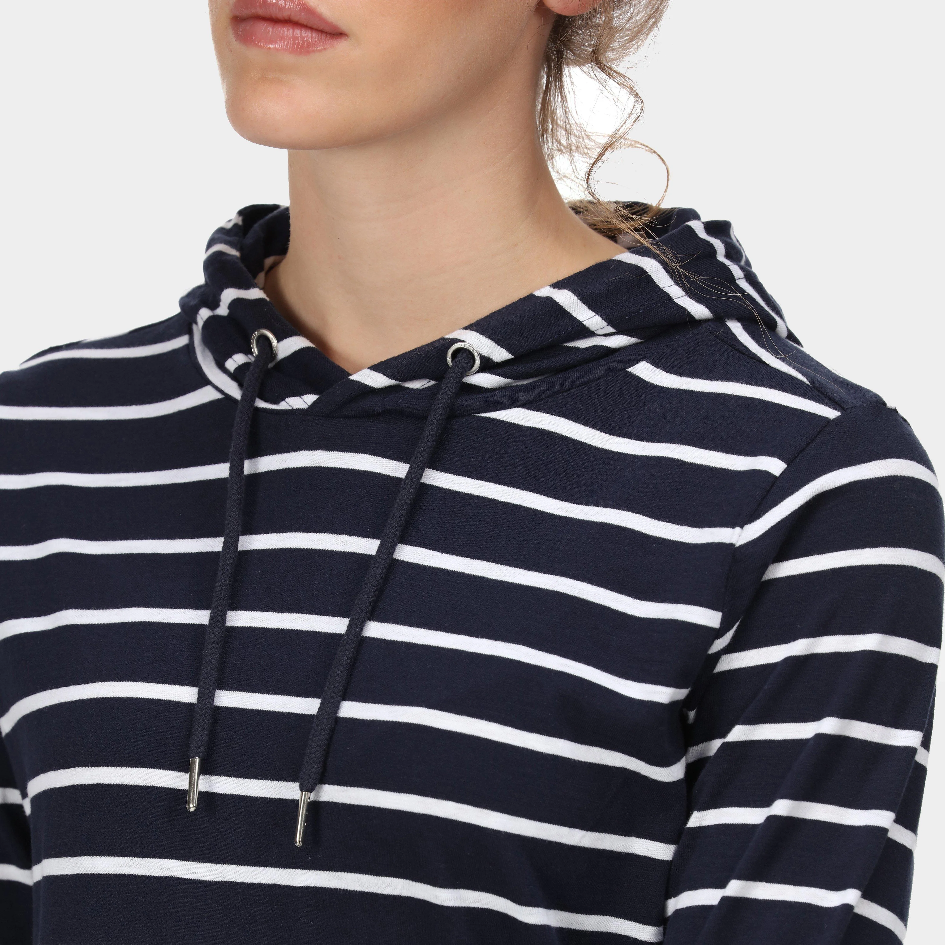 Womens Maleys Hoody Navy White Stripe - Image 4