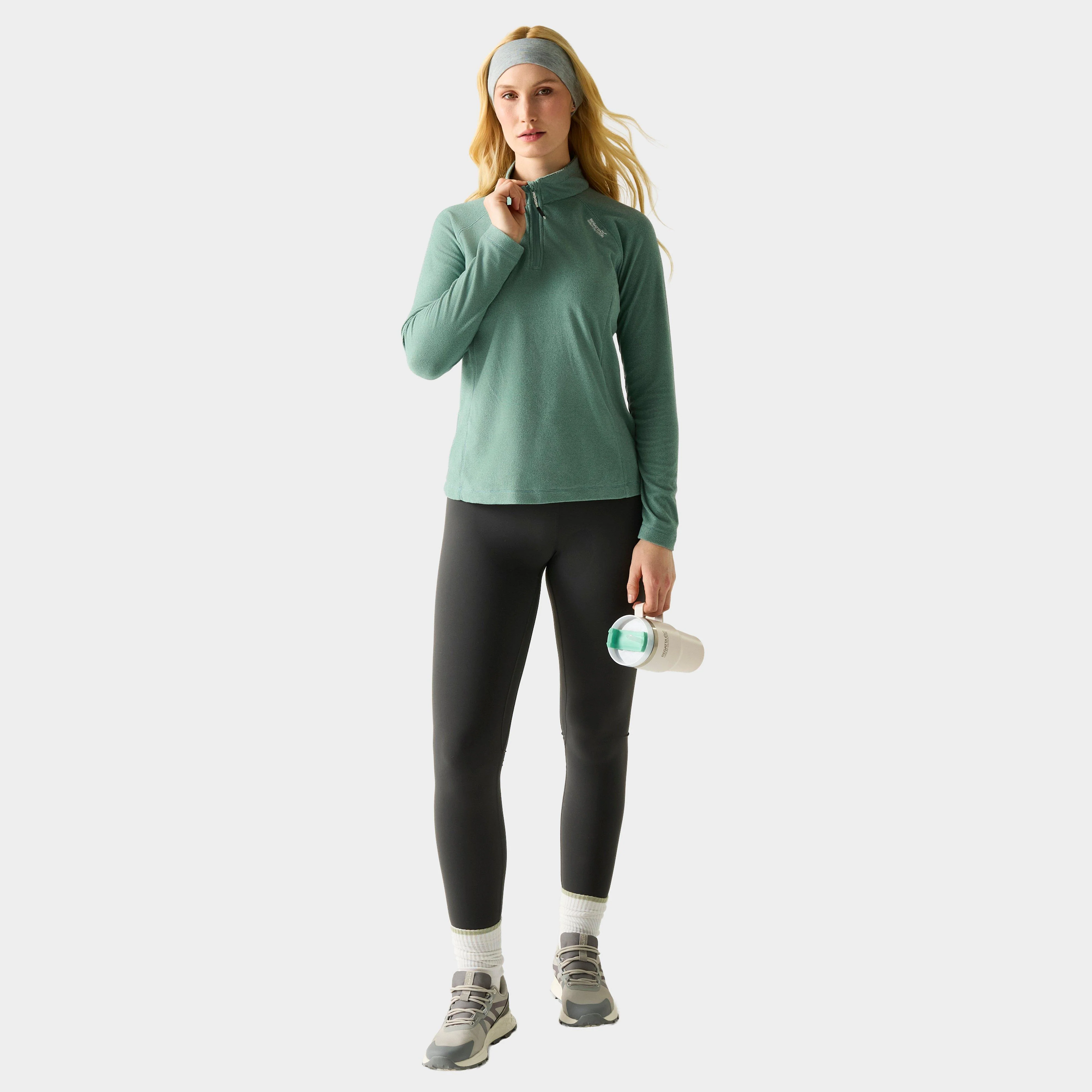 Womenâ€™s Montes Half Zip Fleece Green - Image 3