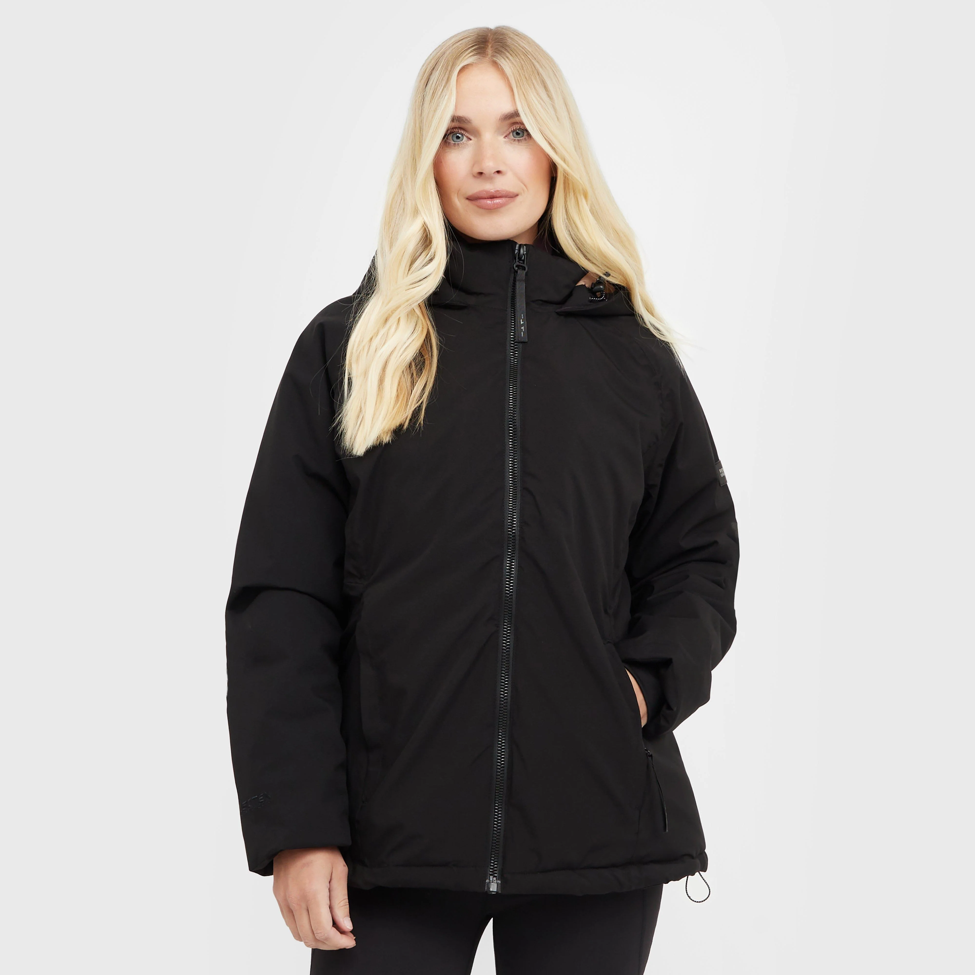 Womens Reeah Waterproof Insulated Jacket Black Warm Taupe