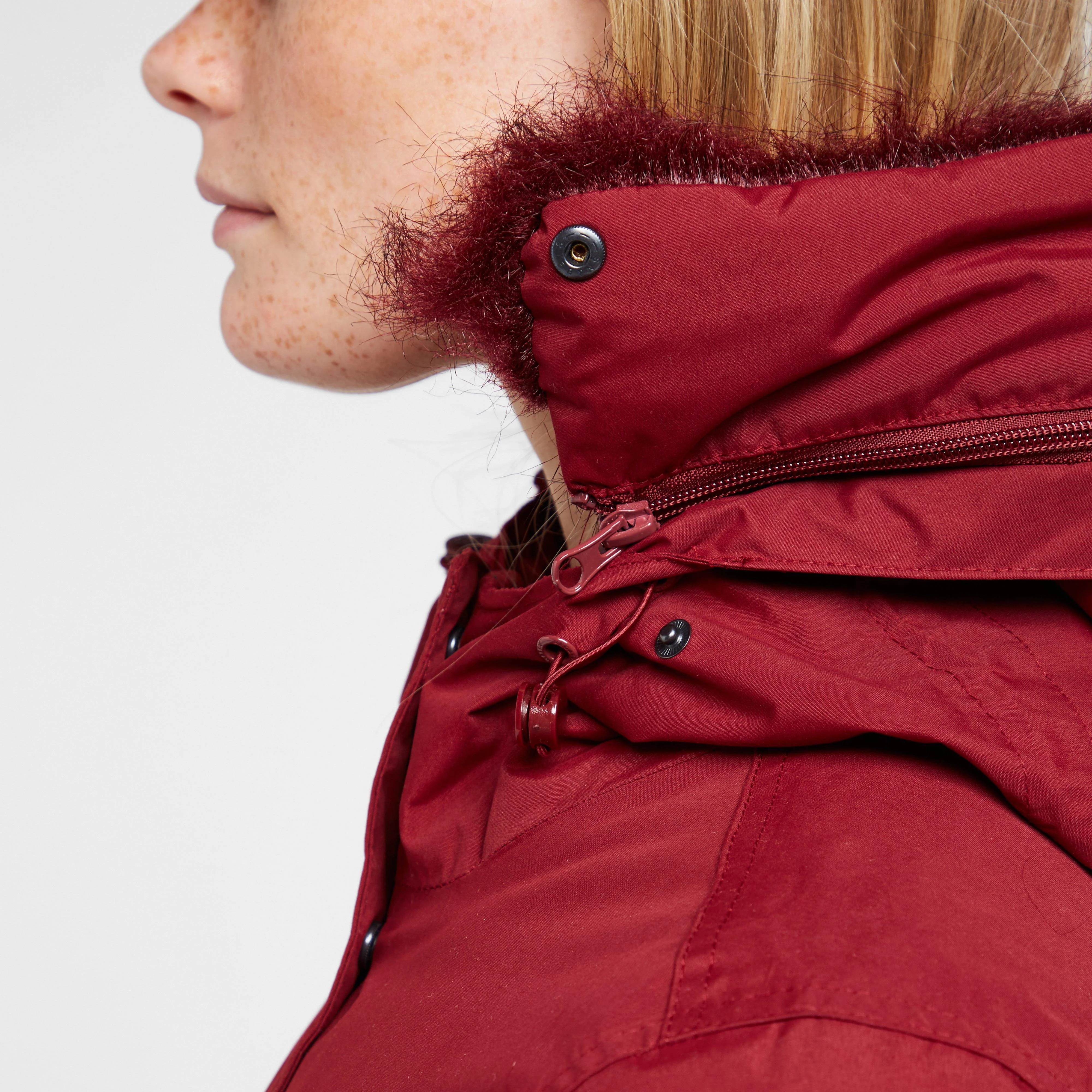 Womens Sabinka Fur Trim Parka Jacket Red - Image 11