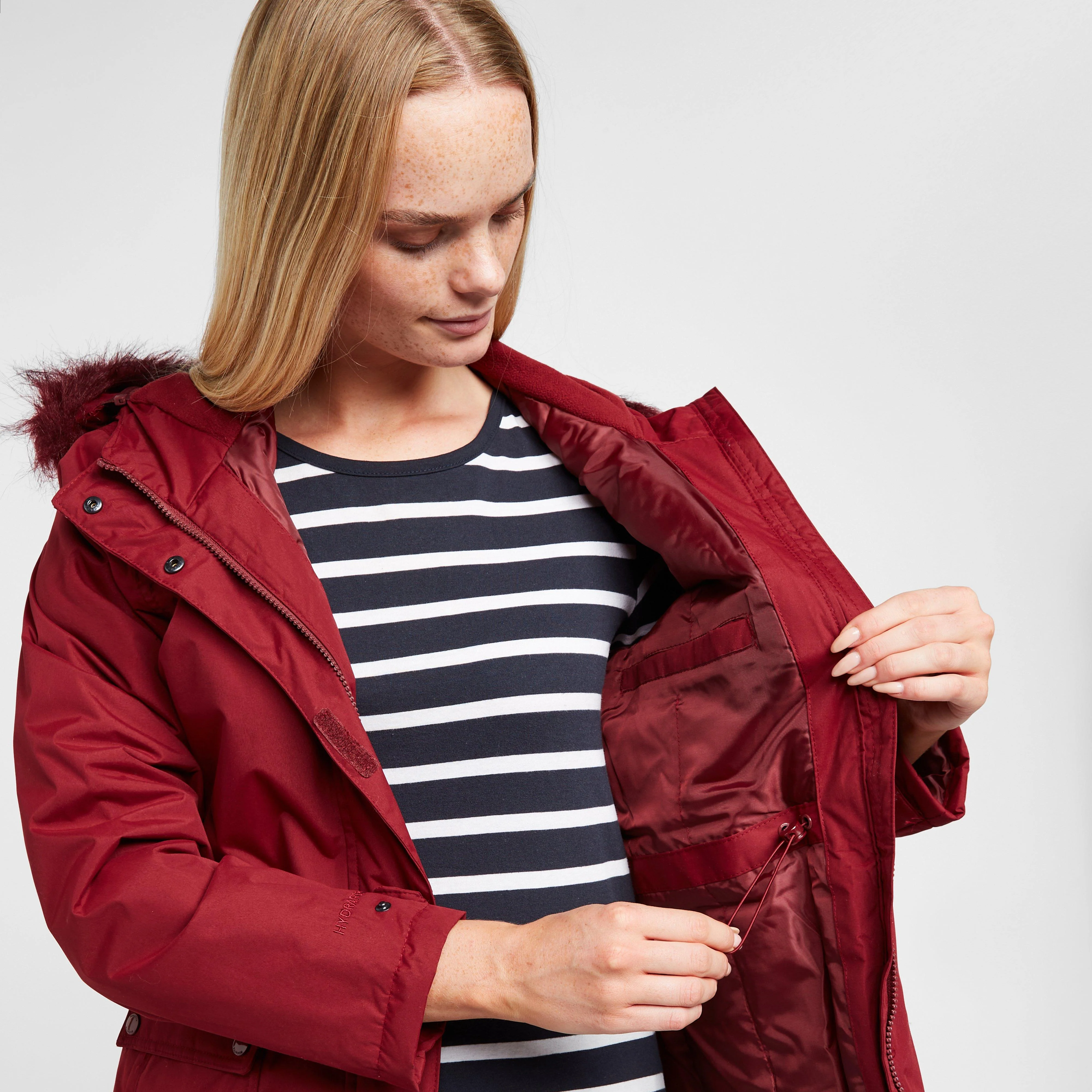 Womens Sabinka Fur Trim Parka Jacket Red - Image 12