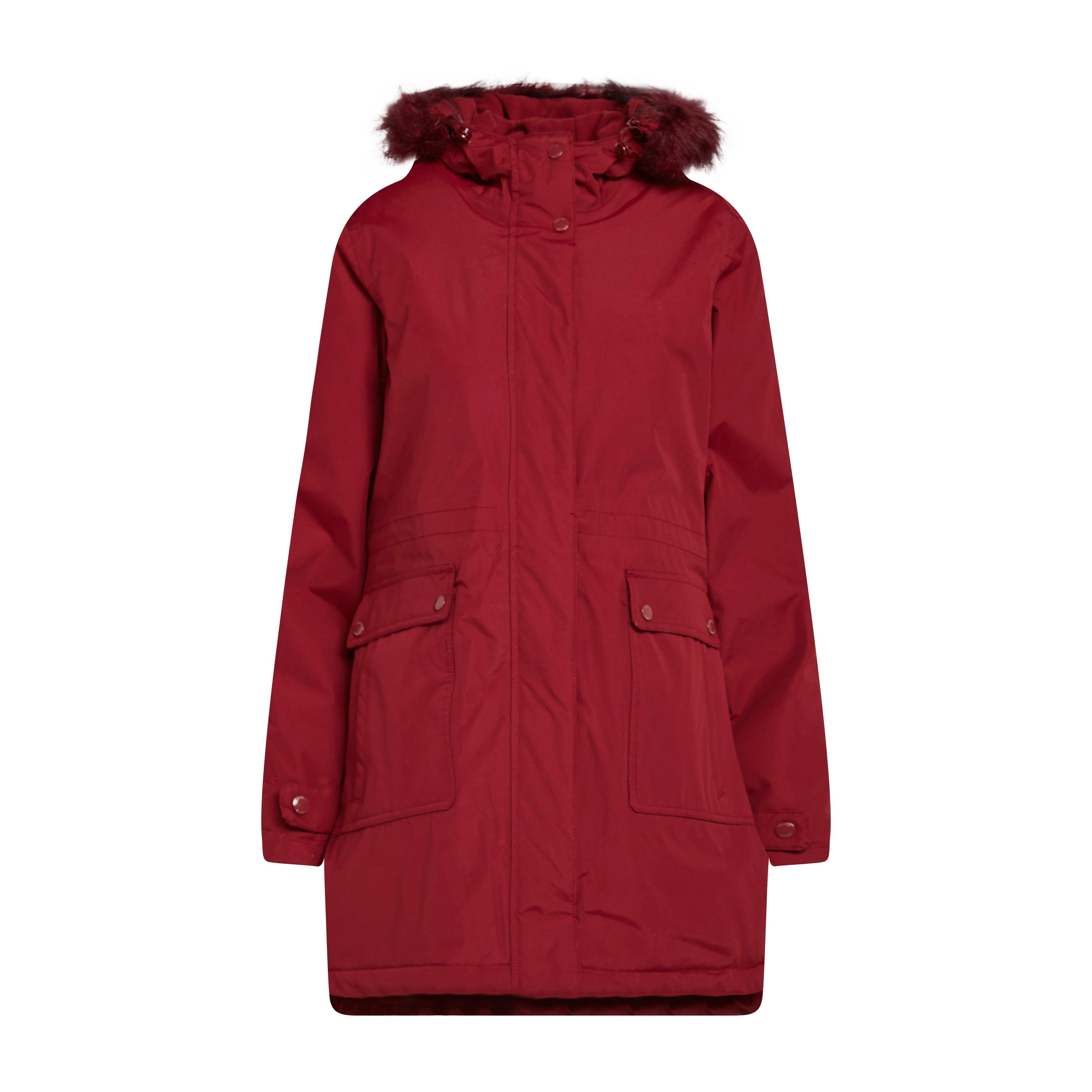 Womens Sabinka Fur Trim Parka Jacket Red - Image 13