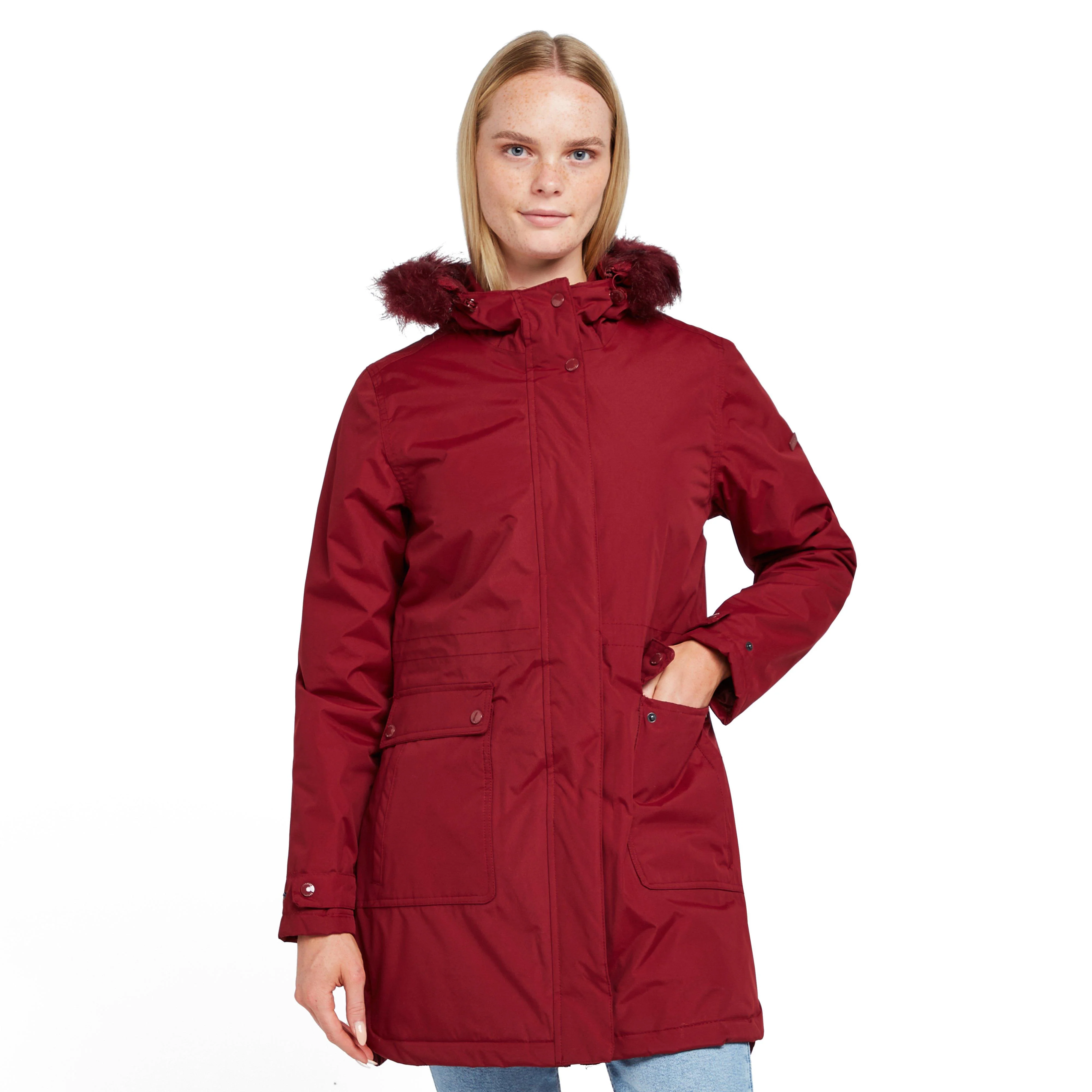 Womens Sabinka Fur Trim Parka Jacket Red - Image 14