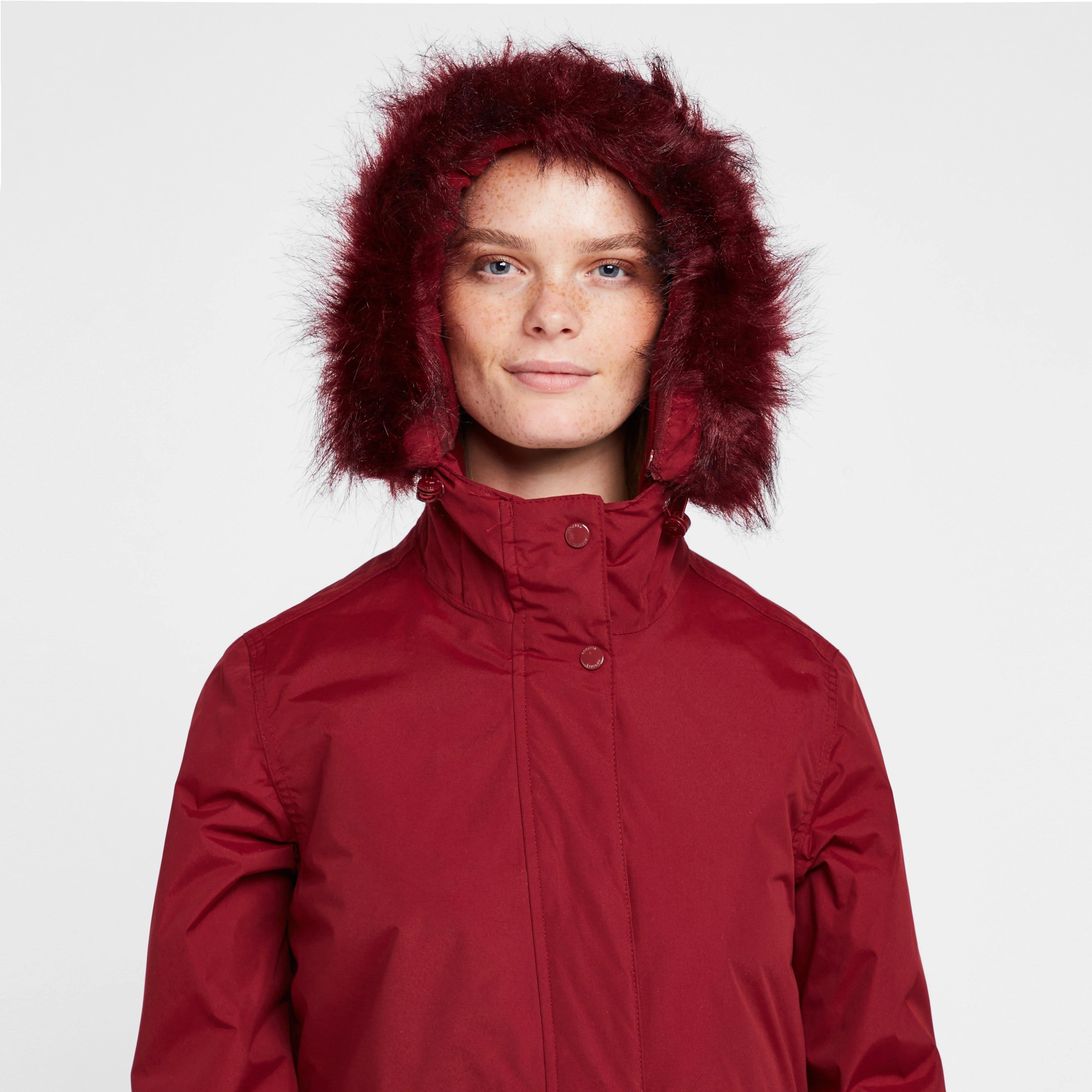 Womens Sabinka Fur Trim Parka Jacket Red - Image 4