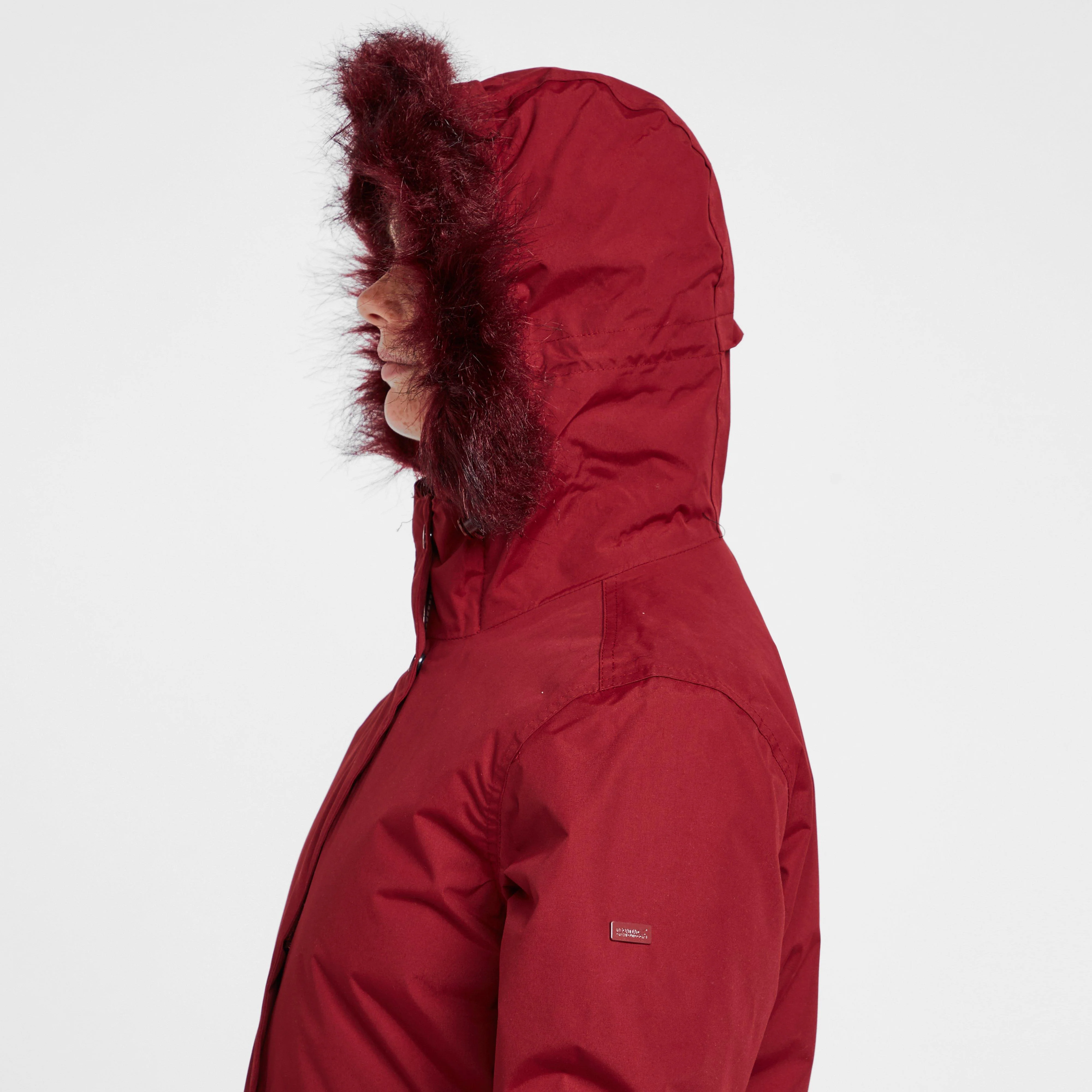 Womens Sabinka Fur Trim Parka Jacket Red - Image 5