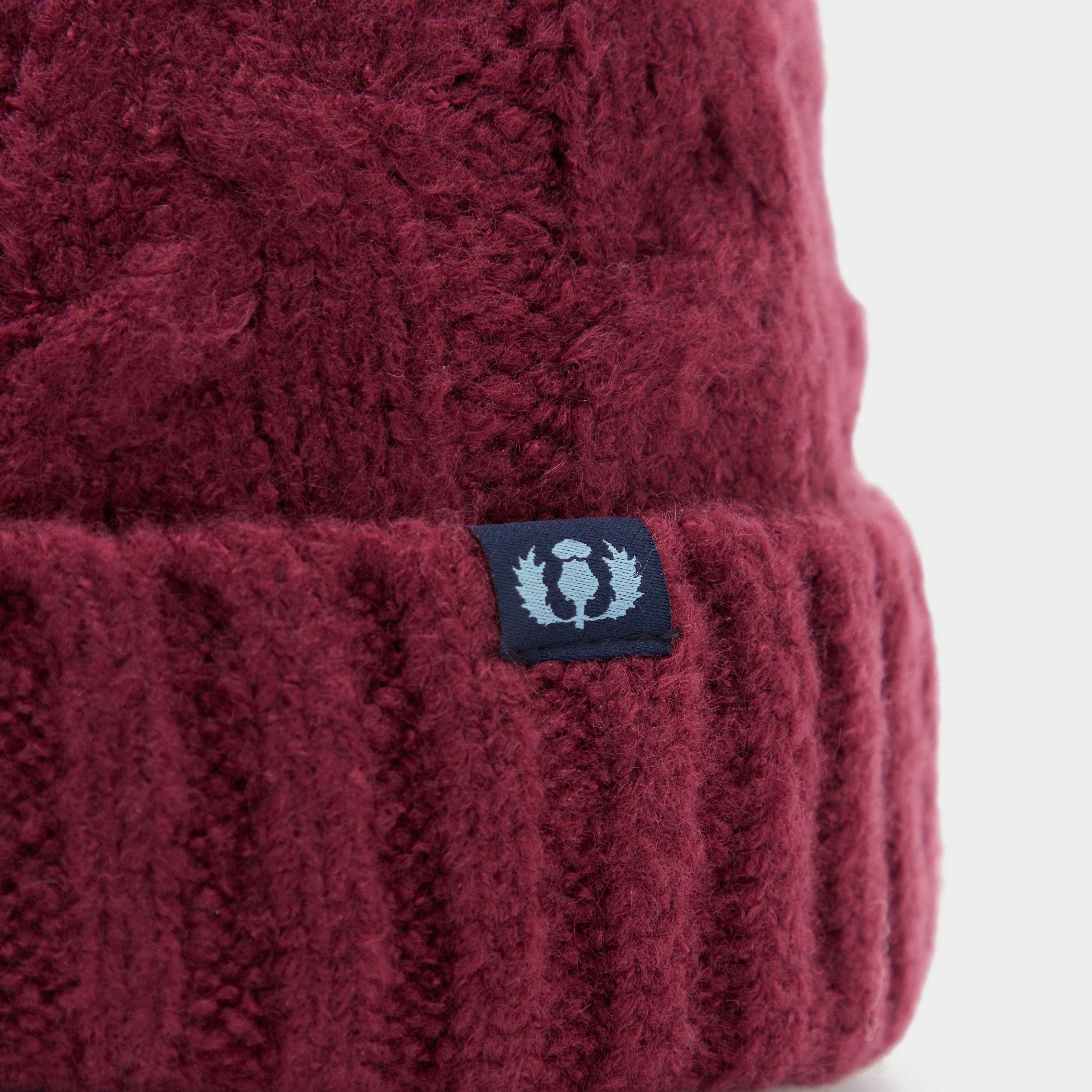 Adults Chunky Knit Bobble Hat Wine - Image 3