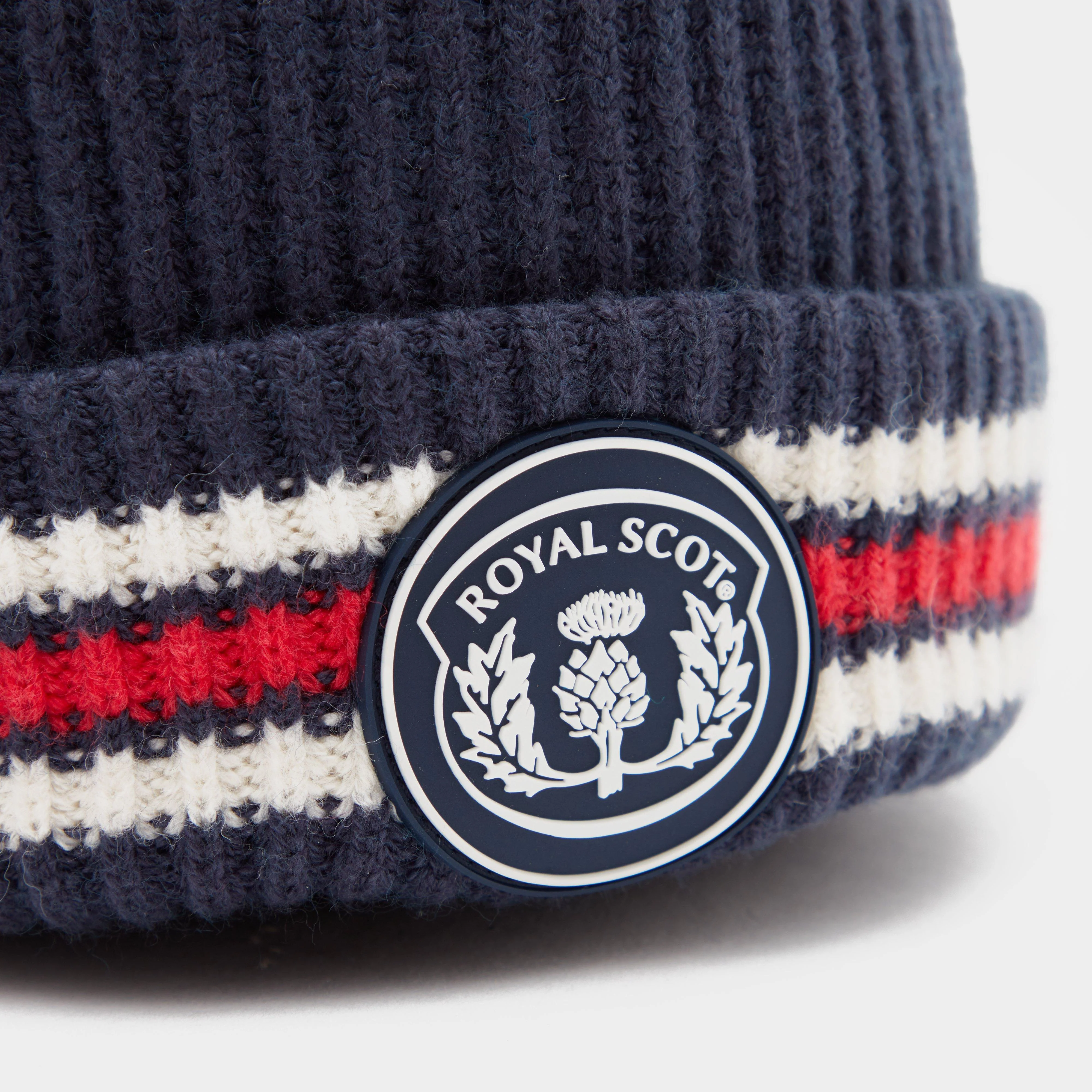 Adults Stripe Bobble Hat Dark Blue - Image 3