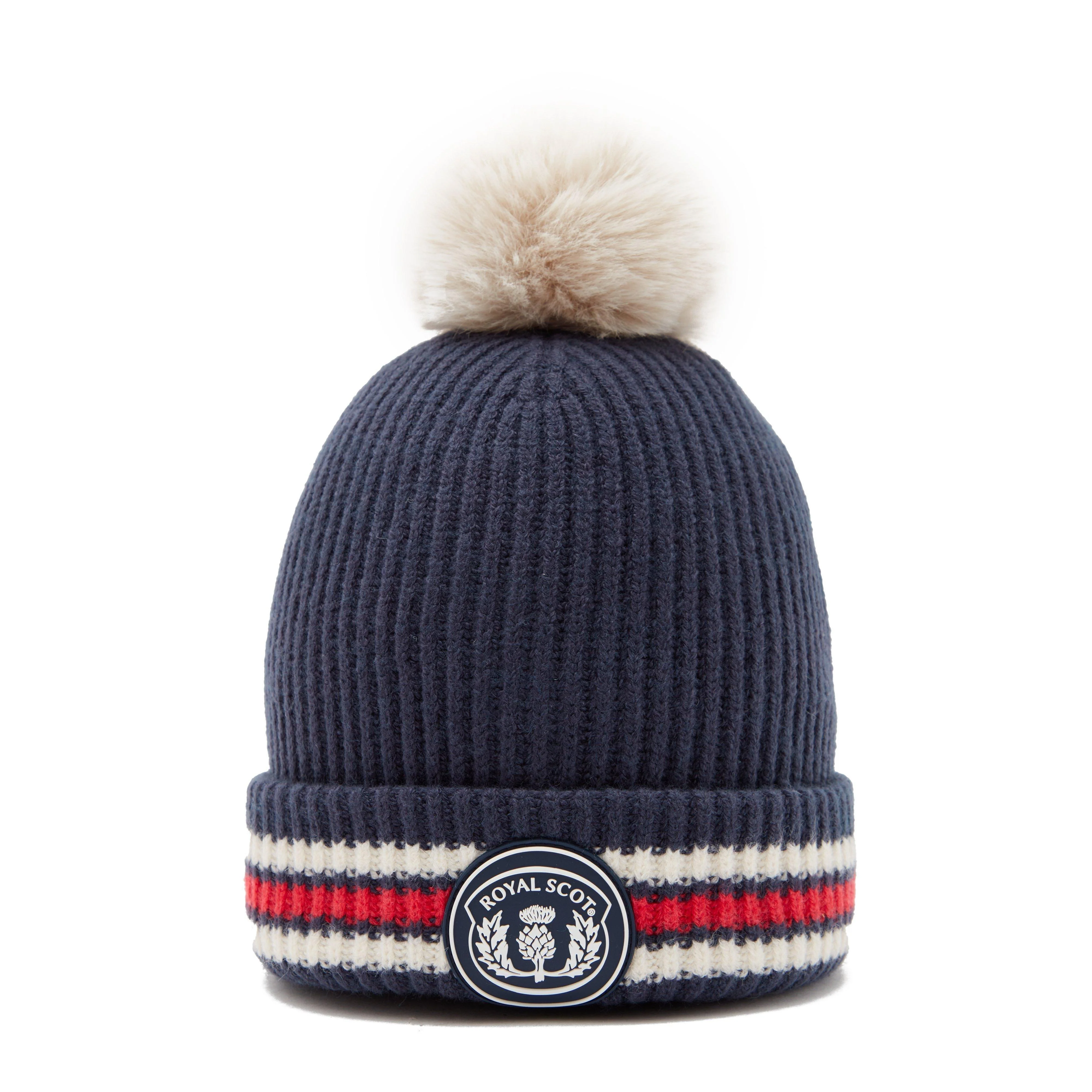 Adults Stripe Bobble Hat Dark Blue - Image 4