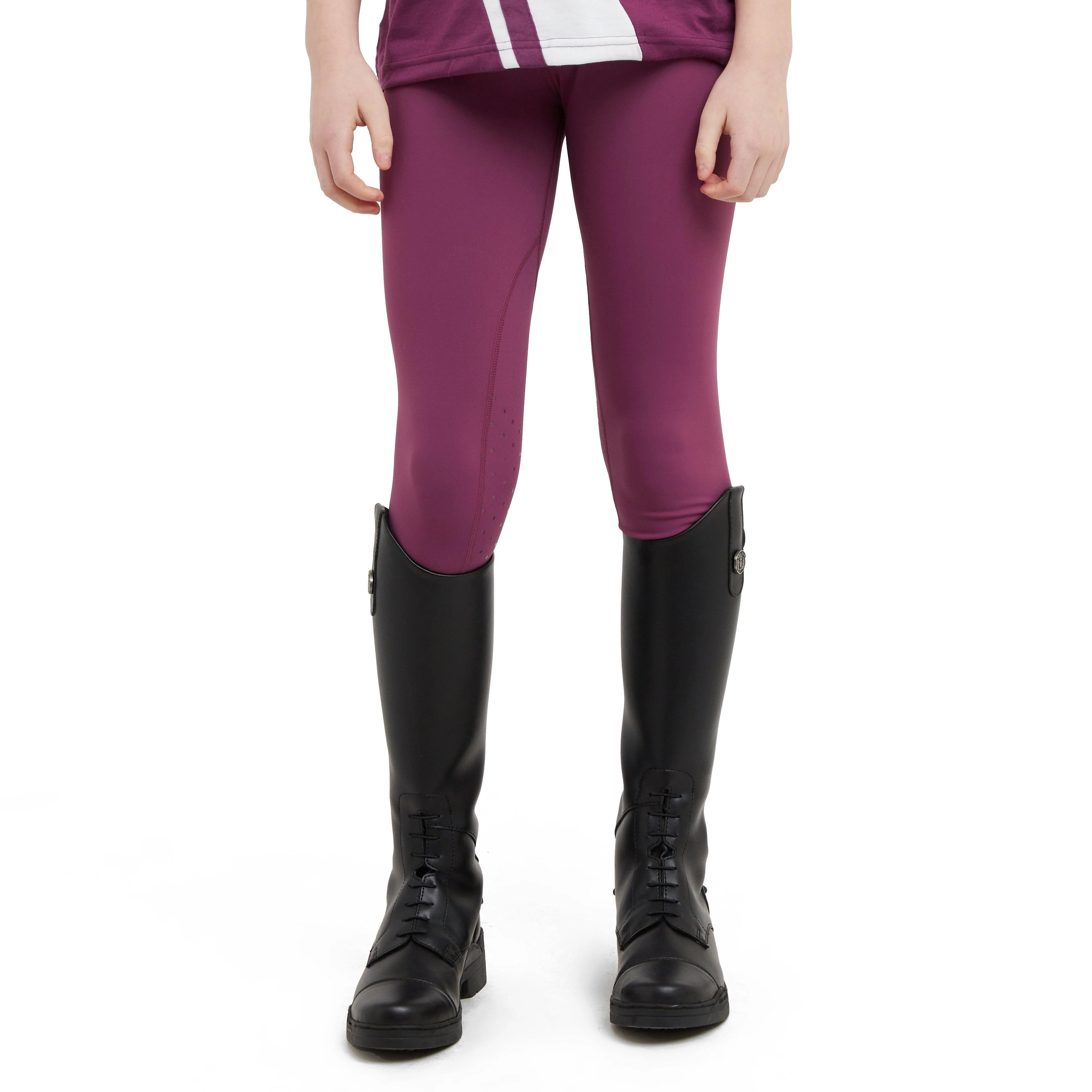 Kids Ivy Knee Patch Riding Tights Wine - Image 8