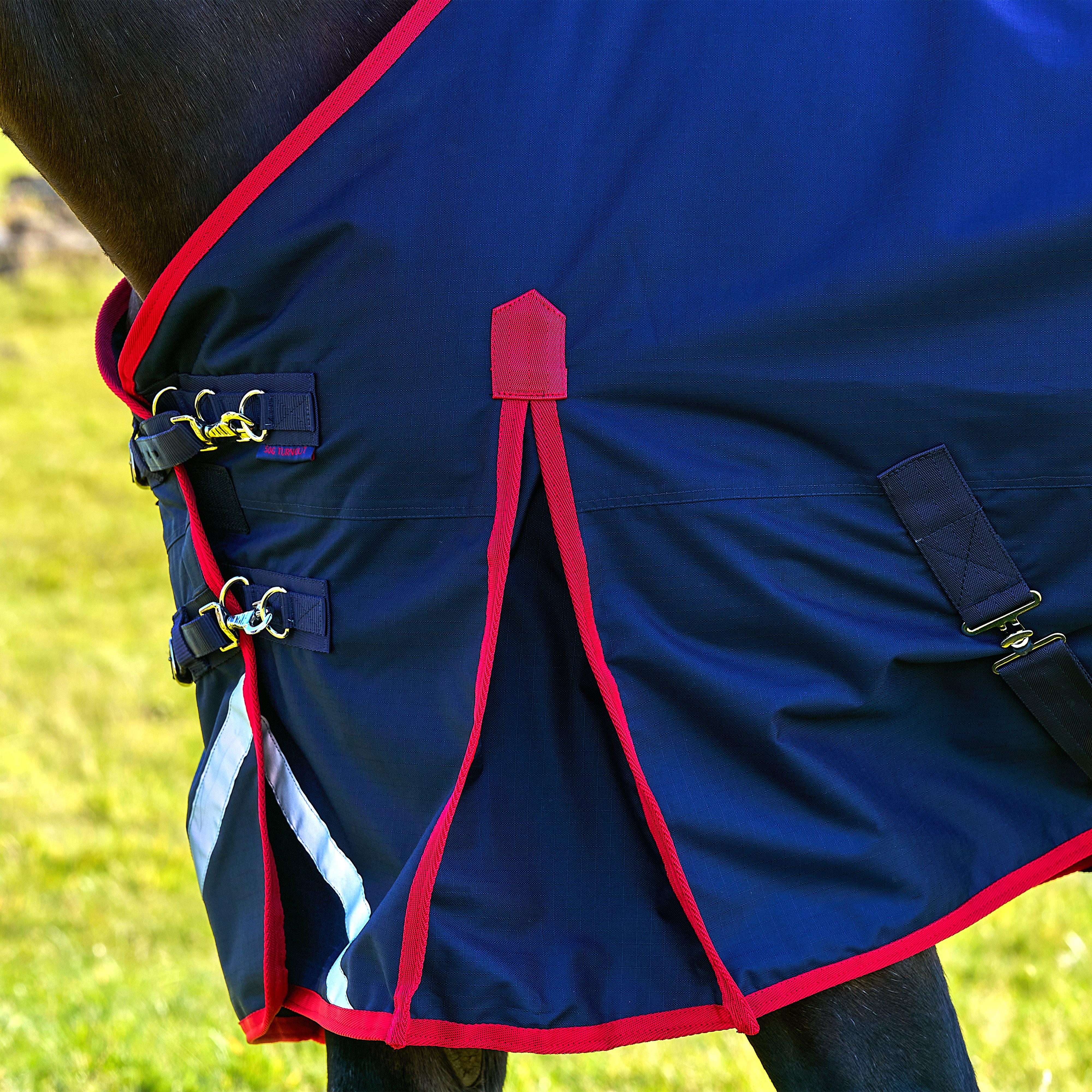 Original 50g Lightweight Standard Neck Turnout Rug Navy/Red - Image 5