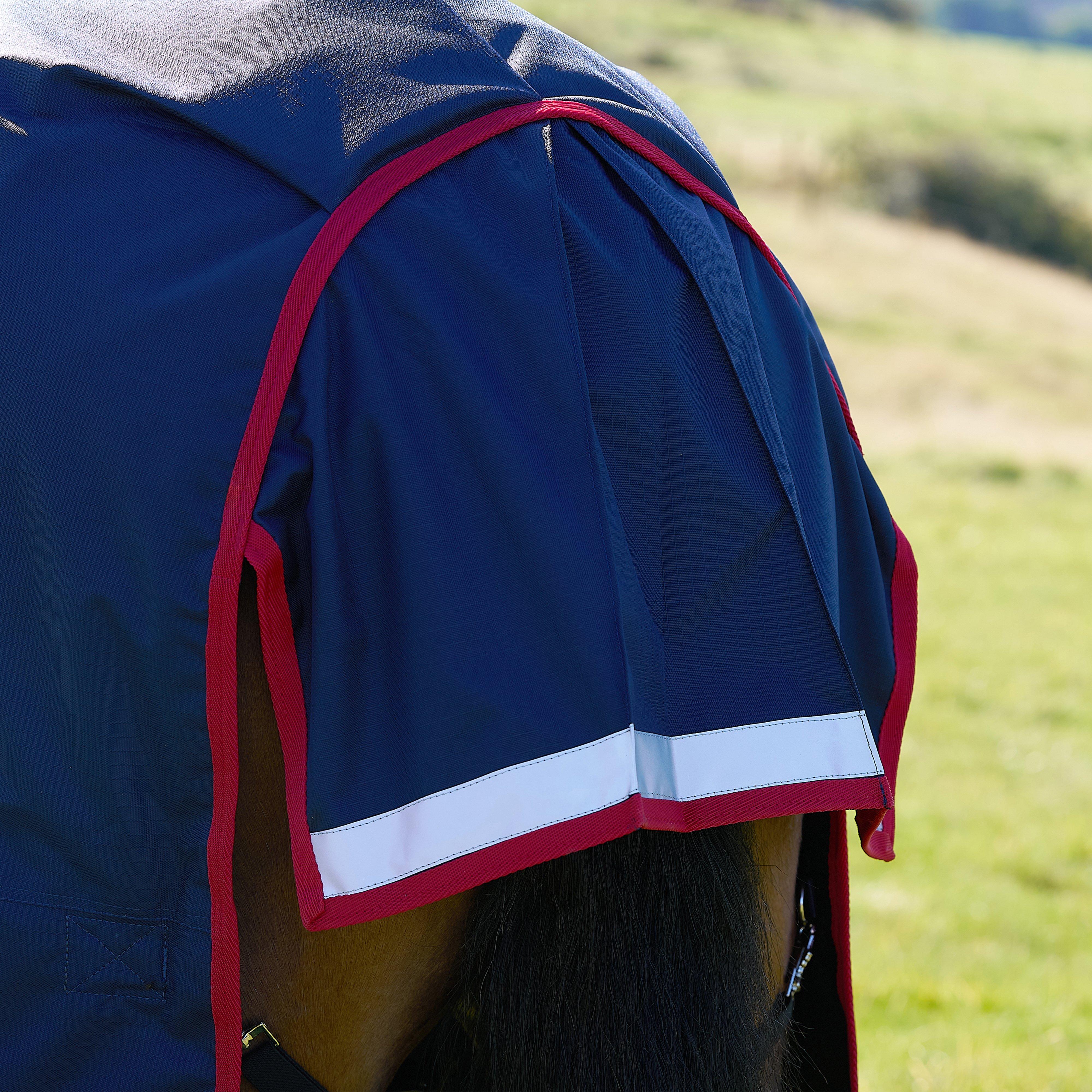 Original 50g Lightweight Standard Neck Turnout Rug Navy/Red - Image 7
