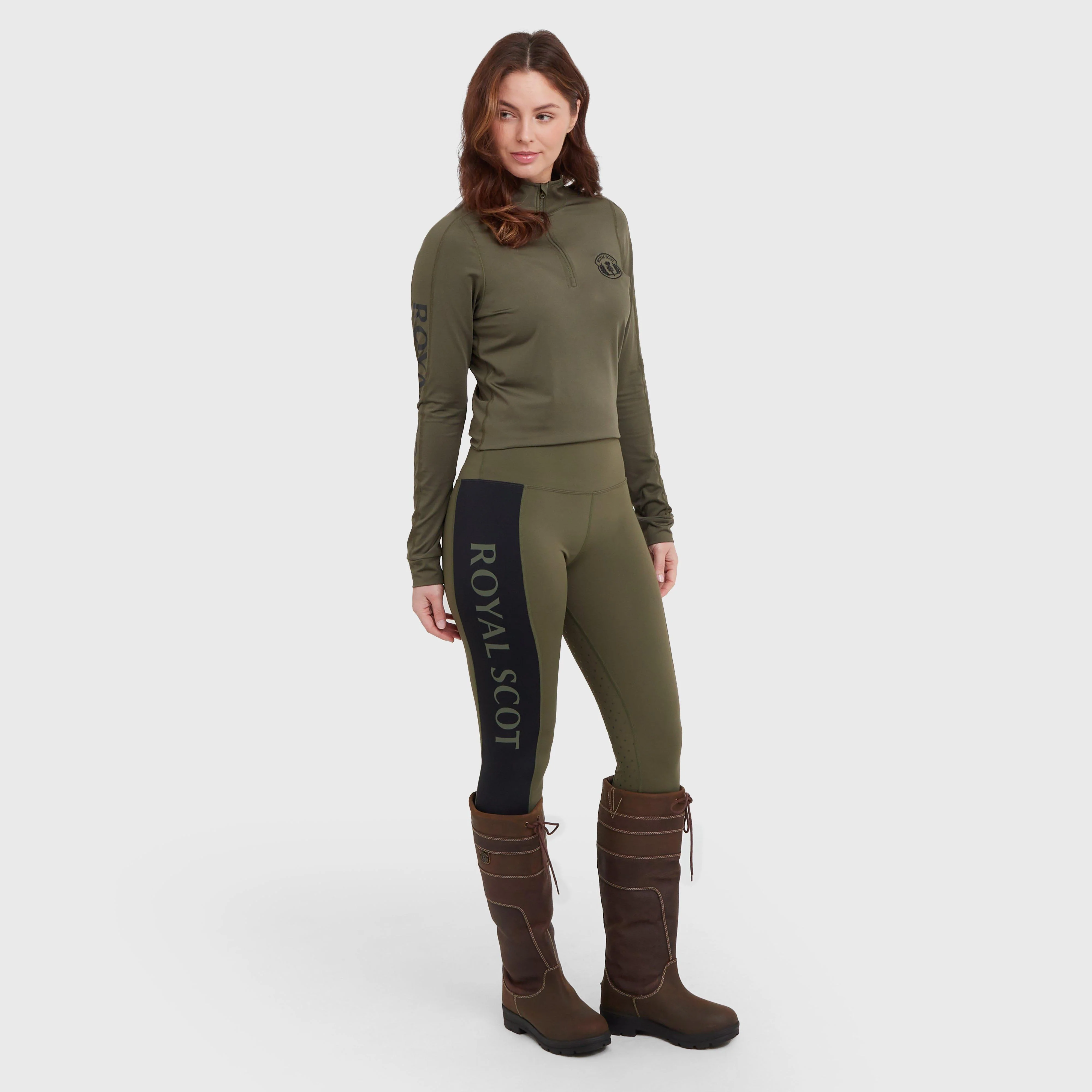 Womens Amelia Full Seat Riding Tights Khaki - Image 3
