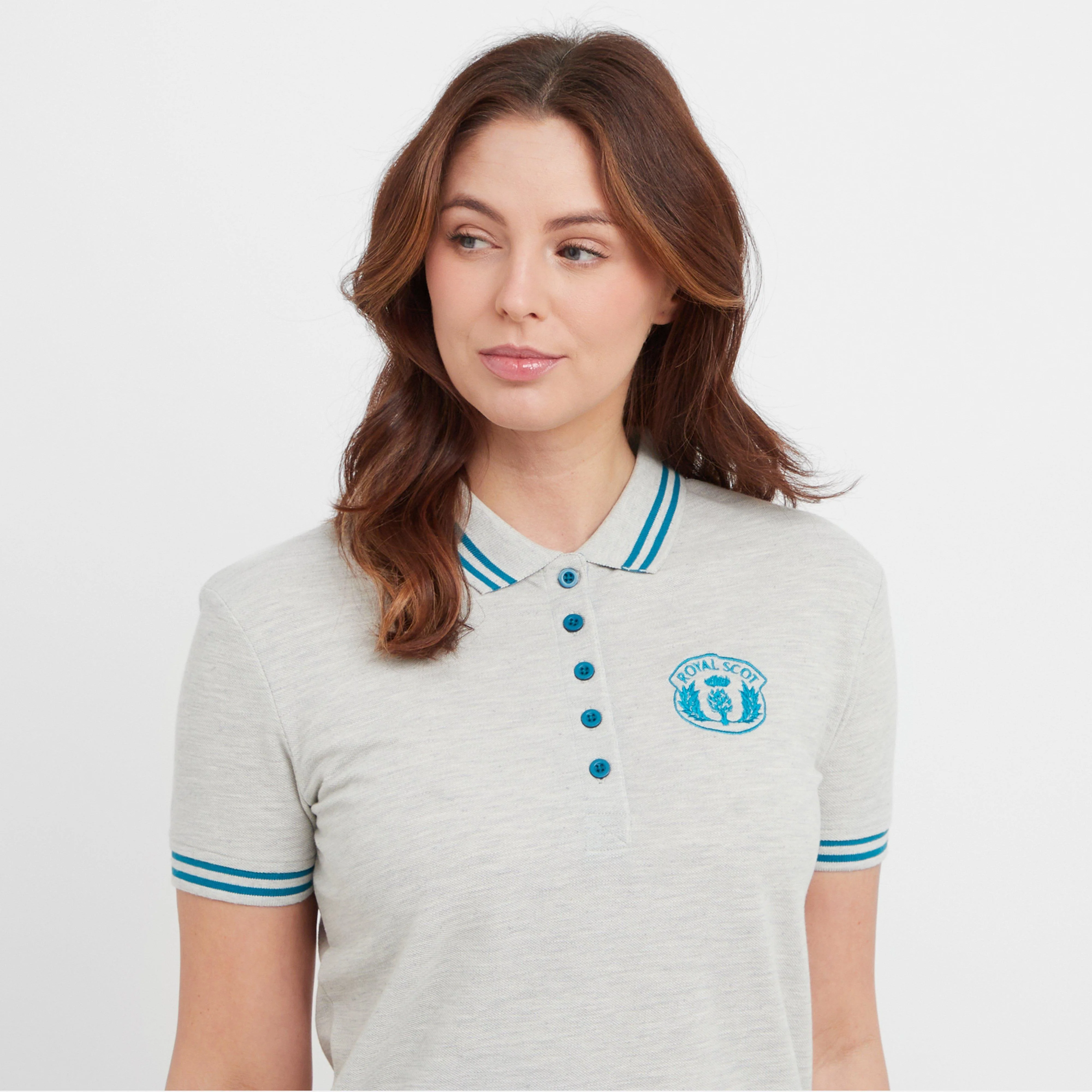 Womens Faith Short Sleeved Polo Shirt Grey Marl - Image 5