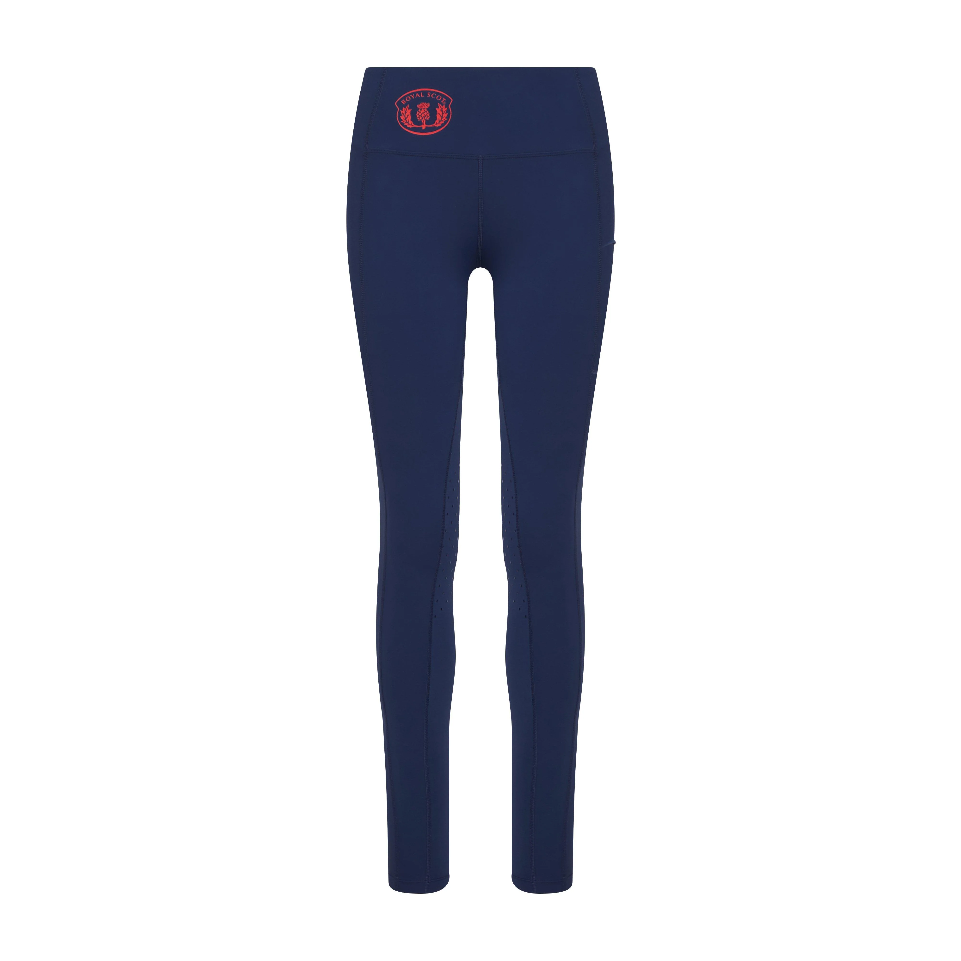 Womens Freya Knee Patch Riding Tights Dark Blue - Image 8