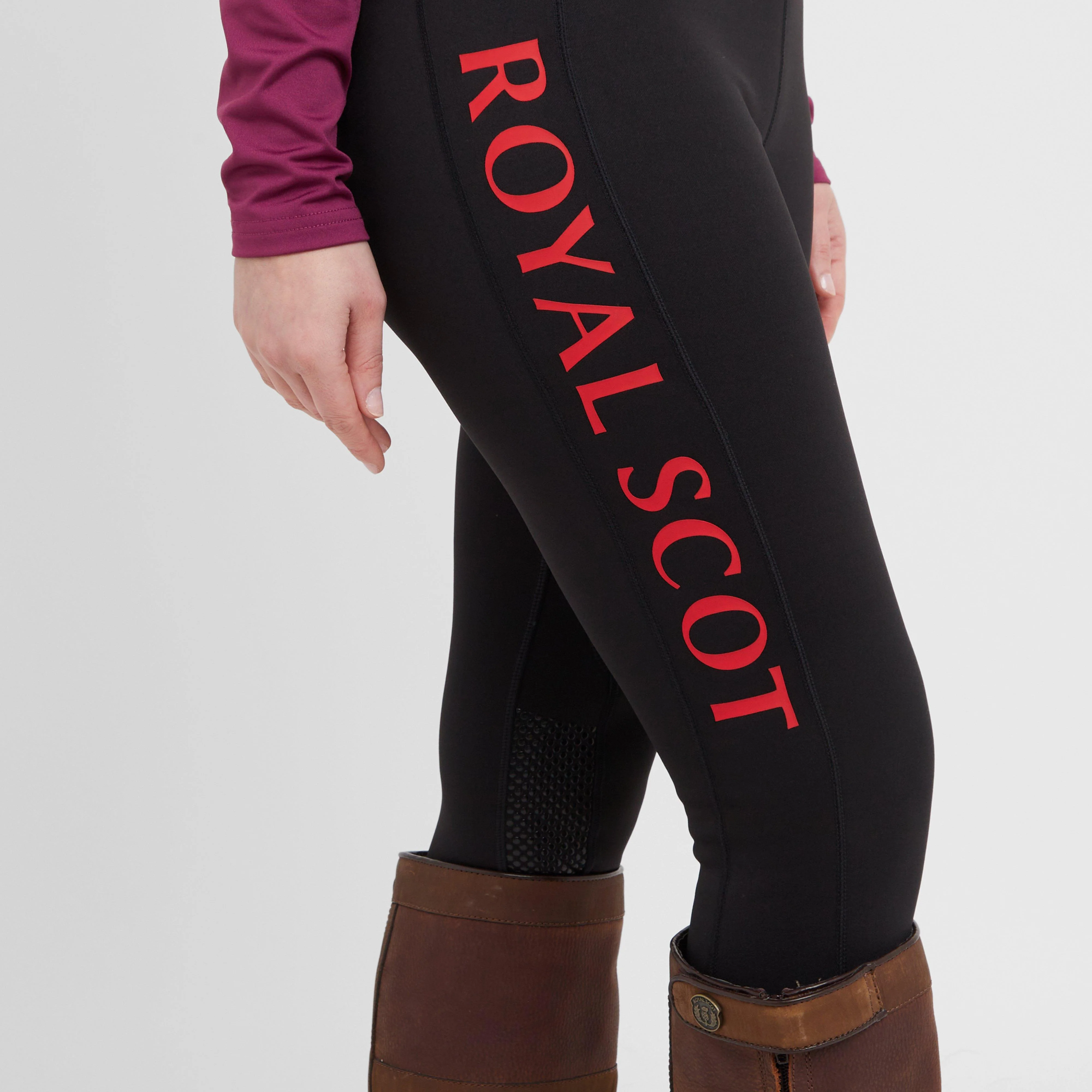 Womens Harper Knee Patch Winter Riding Tights Black - Image 5