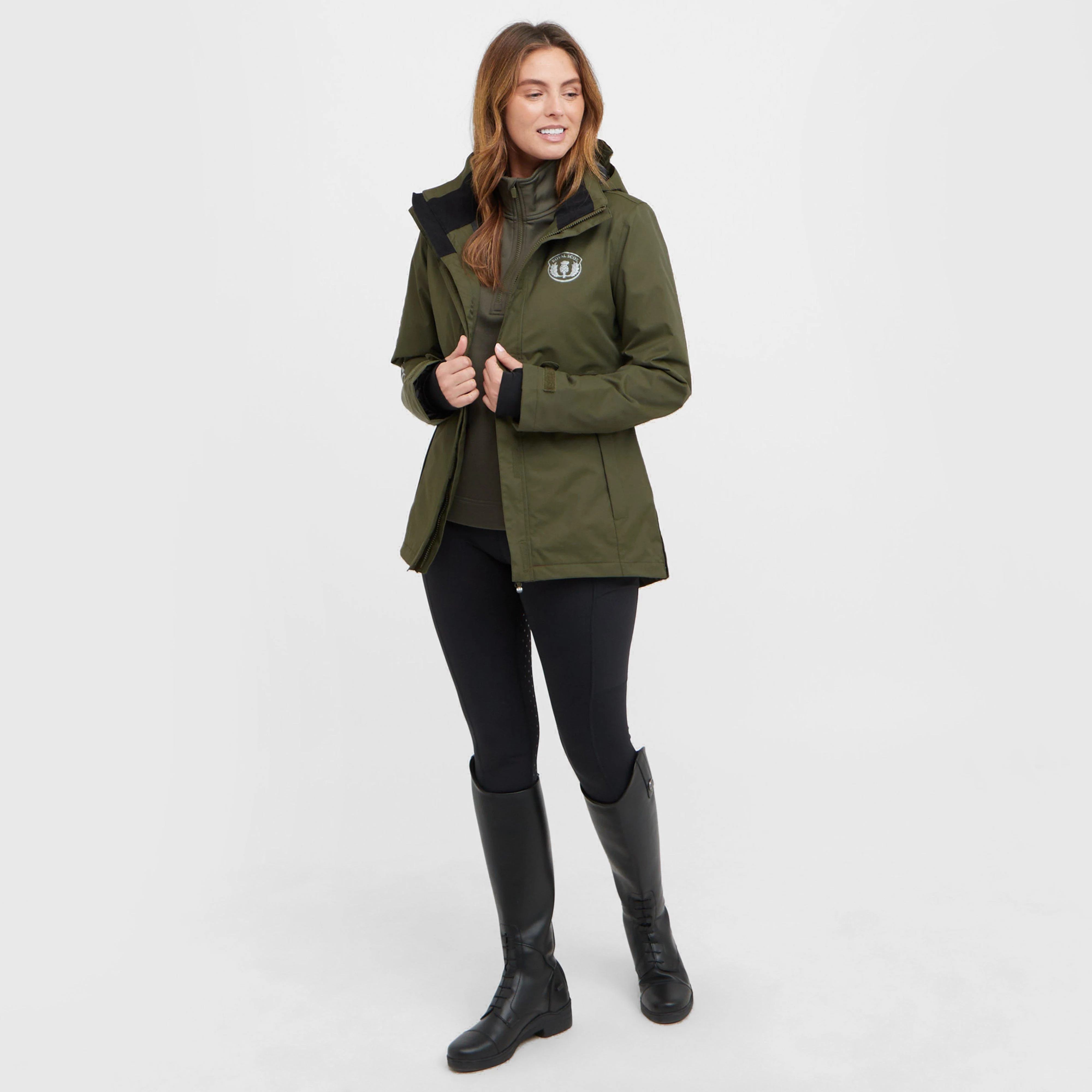 Women’s Olivia Waterproof Riding Jacket Olive - Image 3