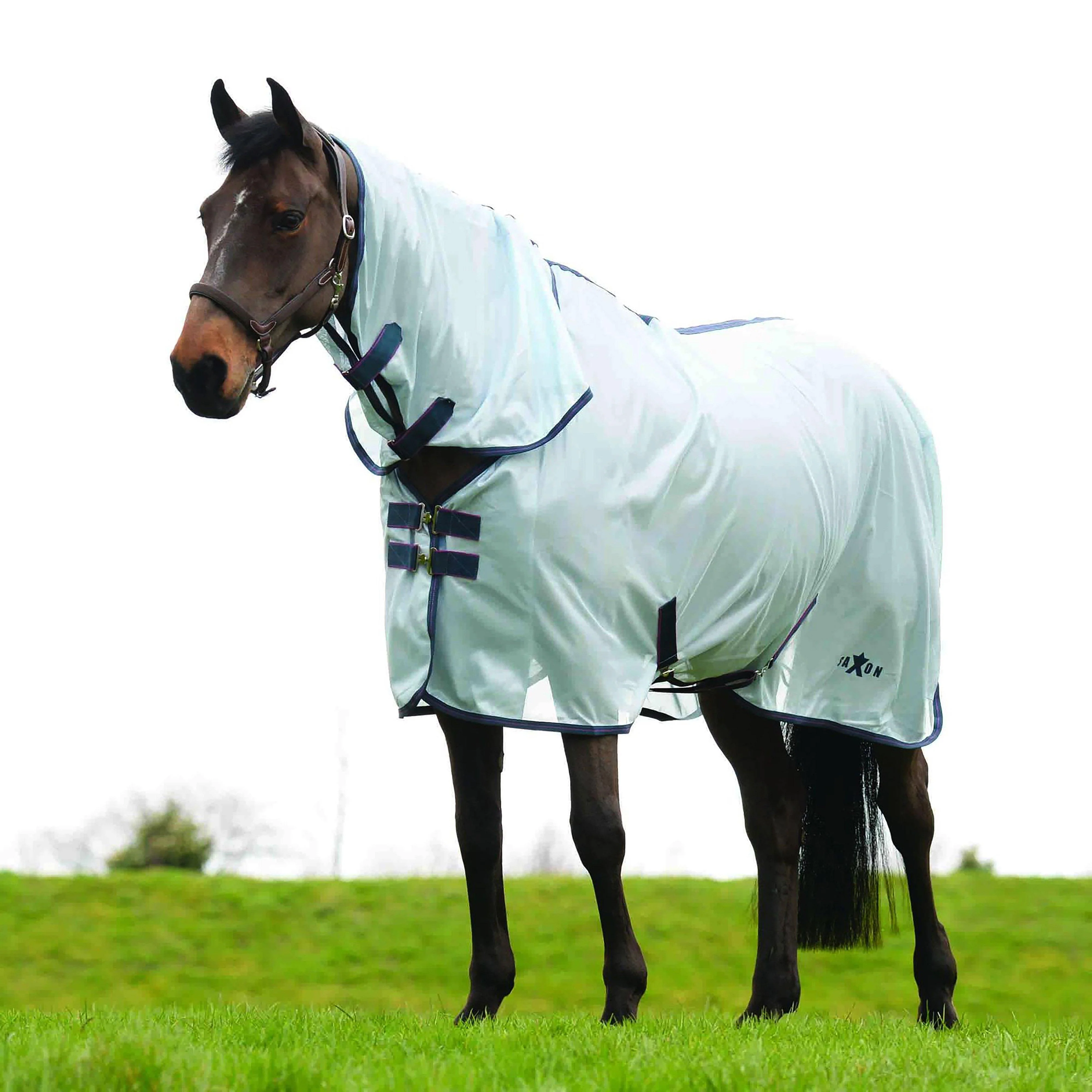 Mesh Combo Neck Fly Rug Light Blue/Claret/Dark Blue - Image 2