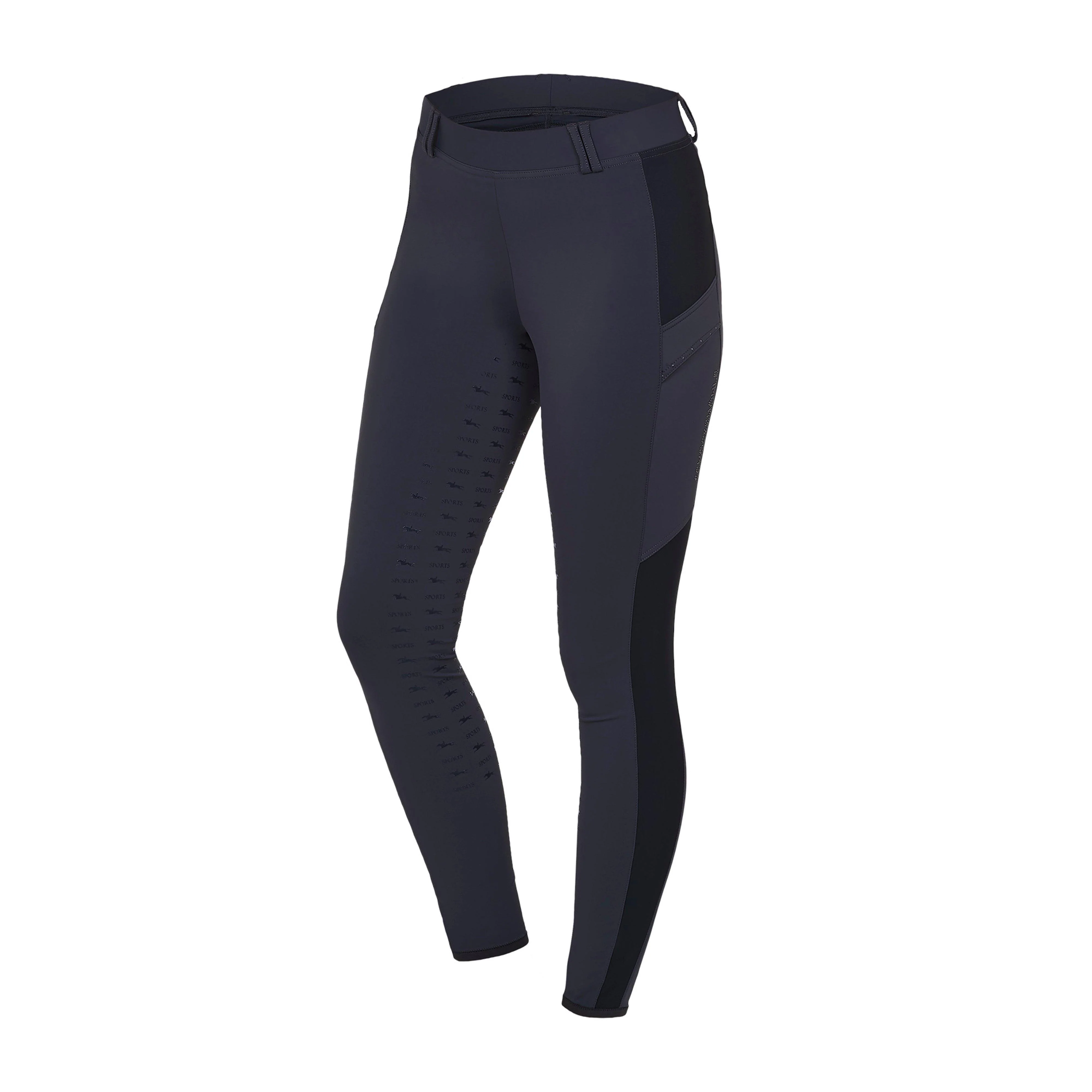 Womens Comfy Full Seat Riding Tights Dark Blue - Image 3