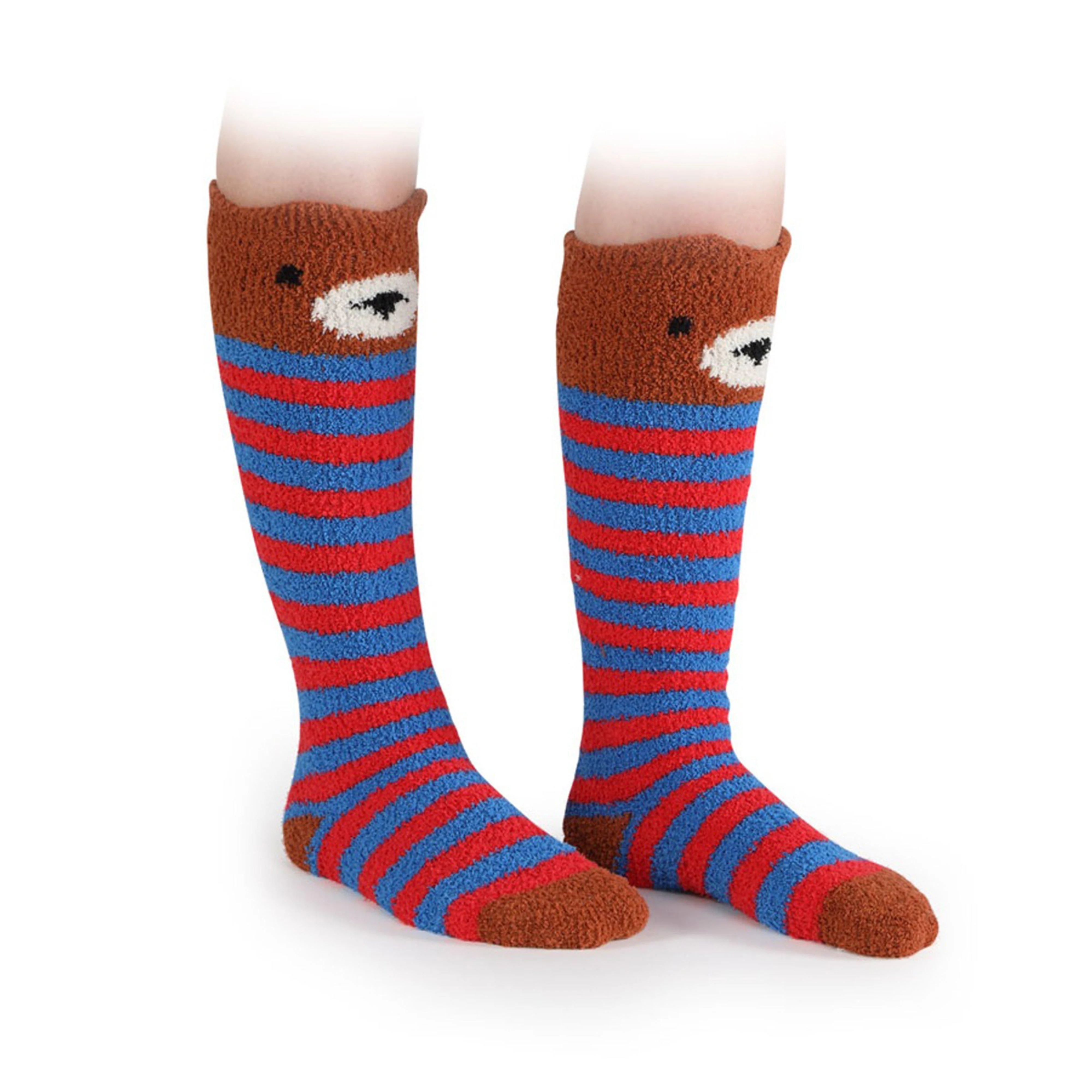 Childrens Fluffy Socks Bear - Image 3