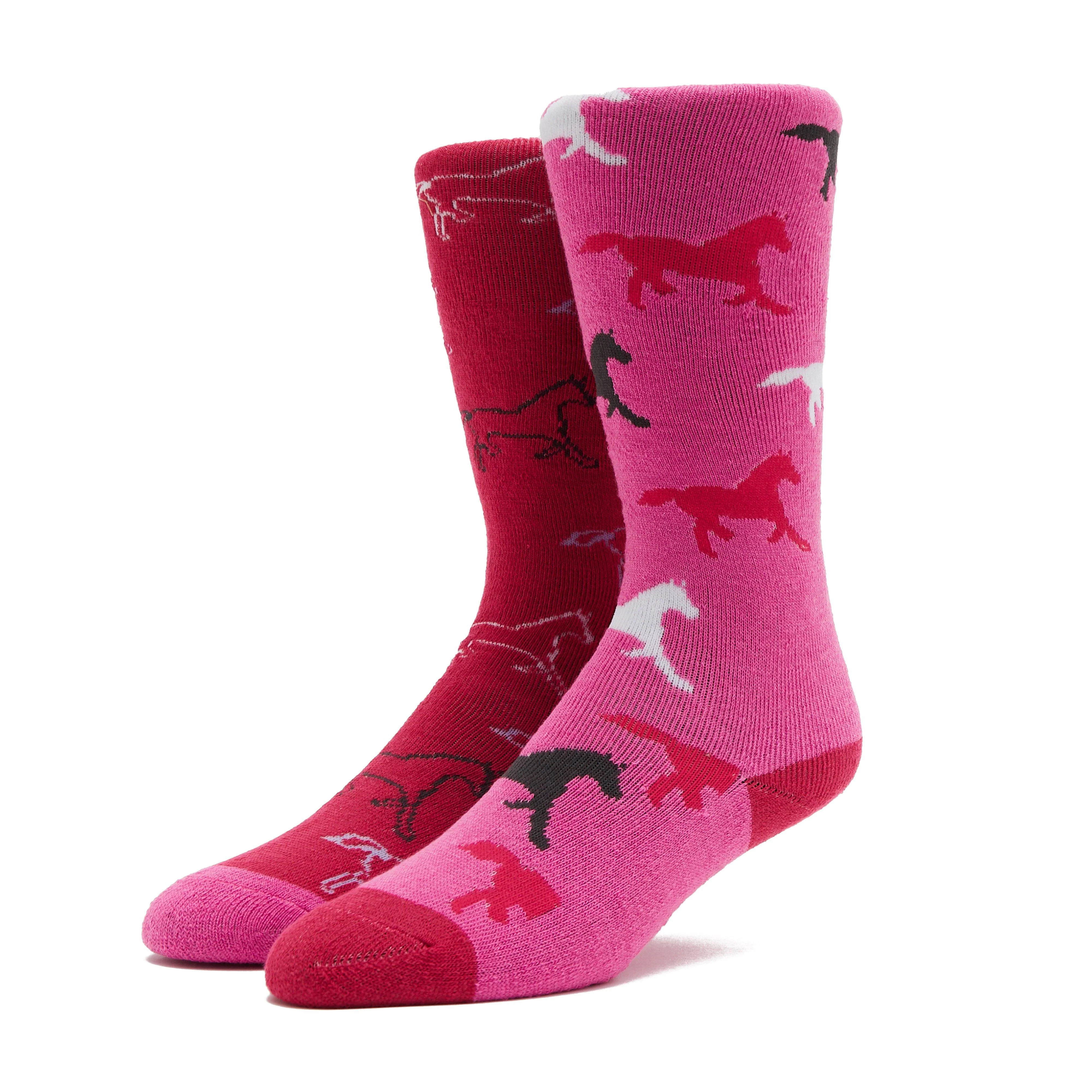 Kids Equestrian Midweight Horseshoe Socks Cerise/Pink - Image 5