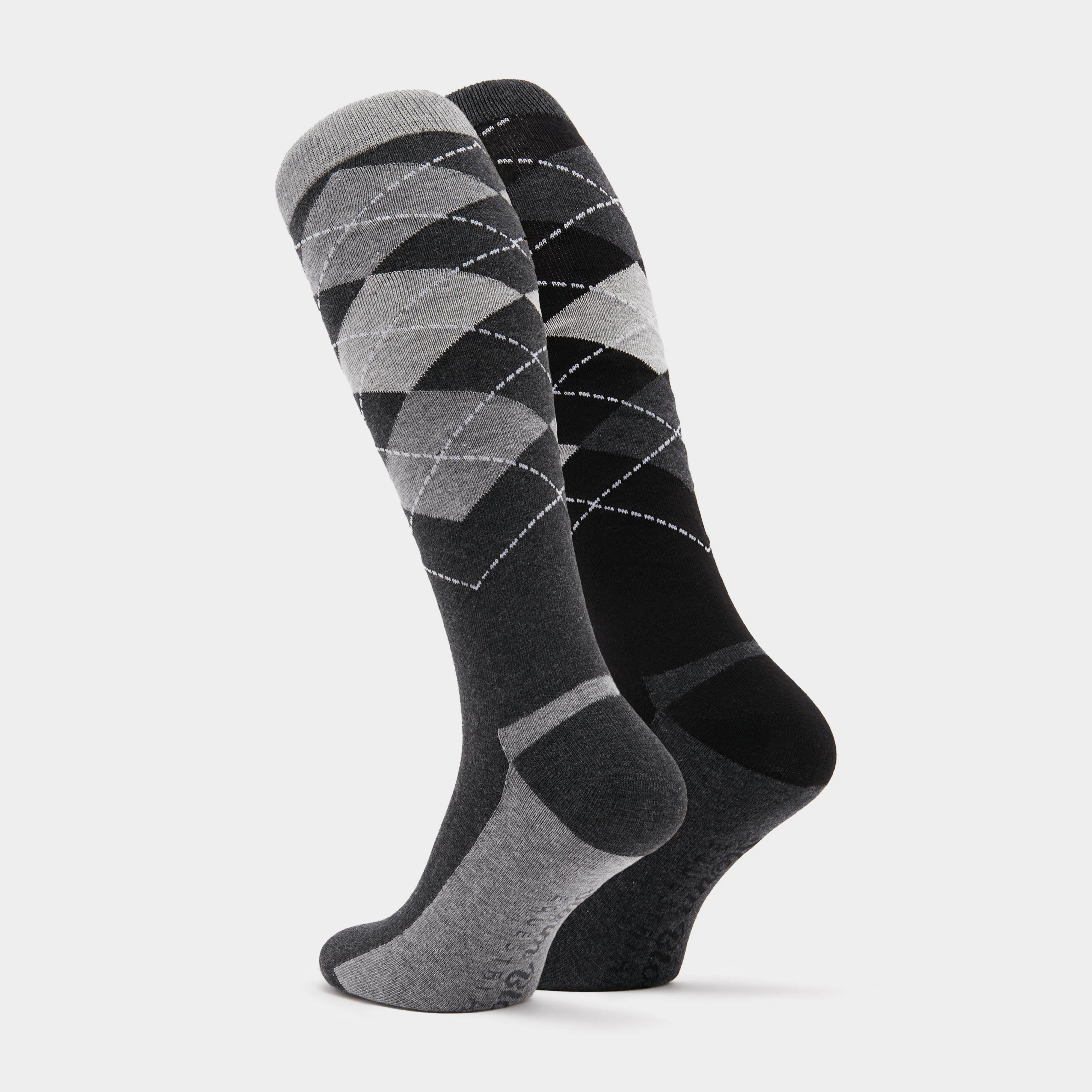 StormBloc® Equestrian Ladies Argyle Socks 2 Pack Black - Image 2