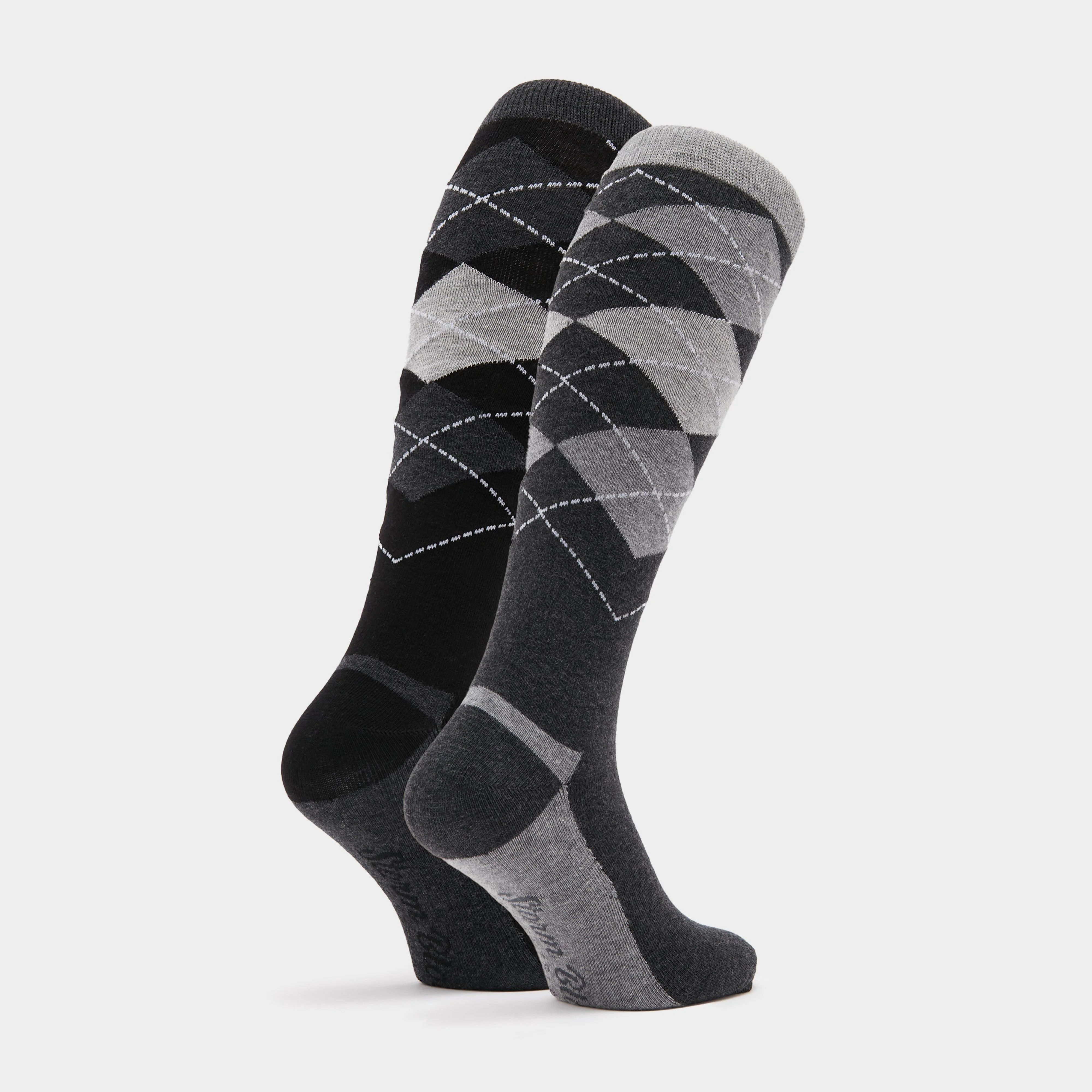 StormBloc® Equestrian Ladies Argyle Socks 2 Pack Black - Image 3