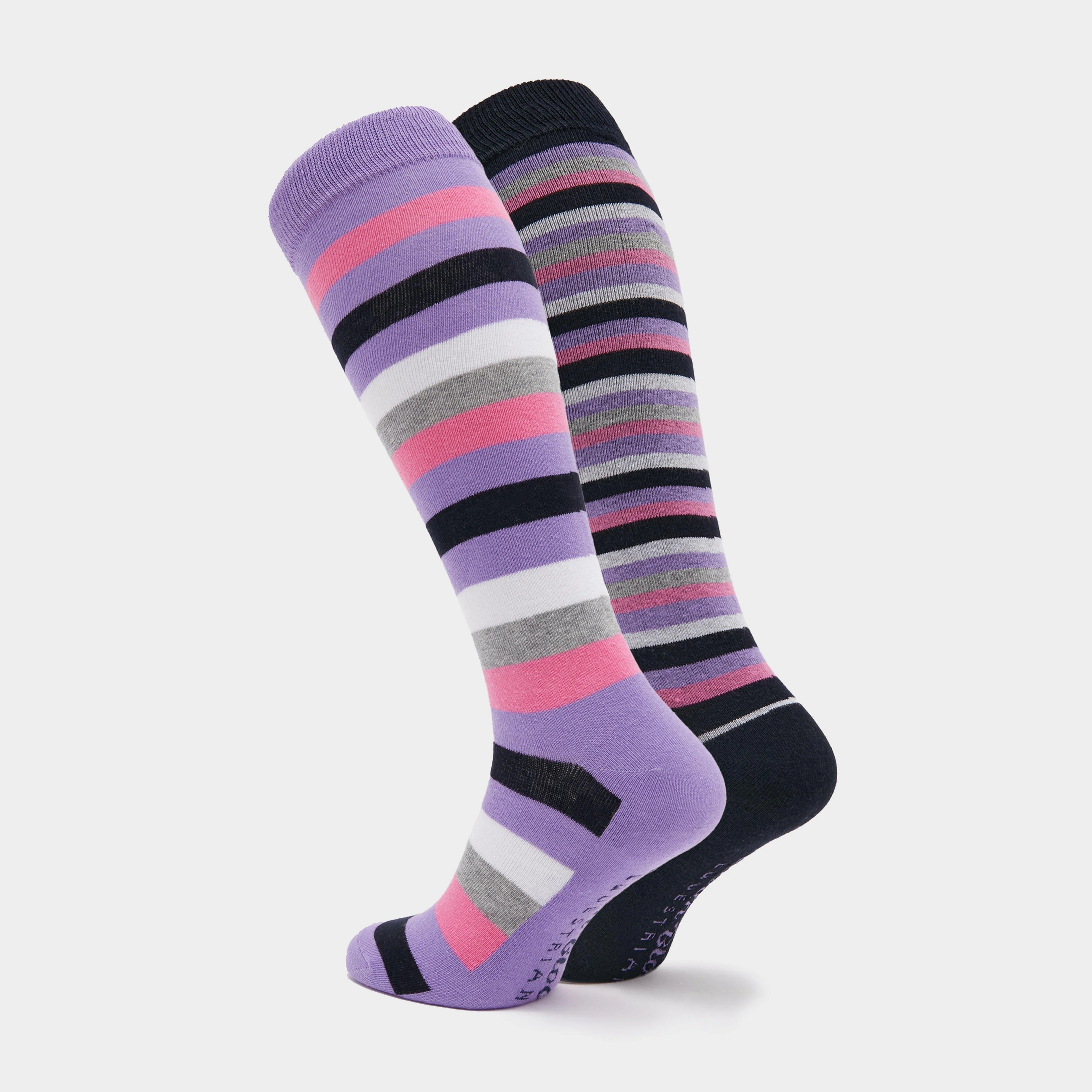 Womens Equestrian Stripe 2 Pack Socks Navy/Lilac - Image 2