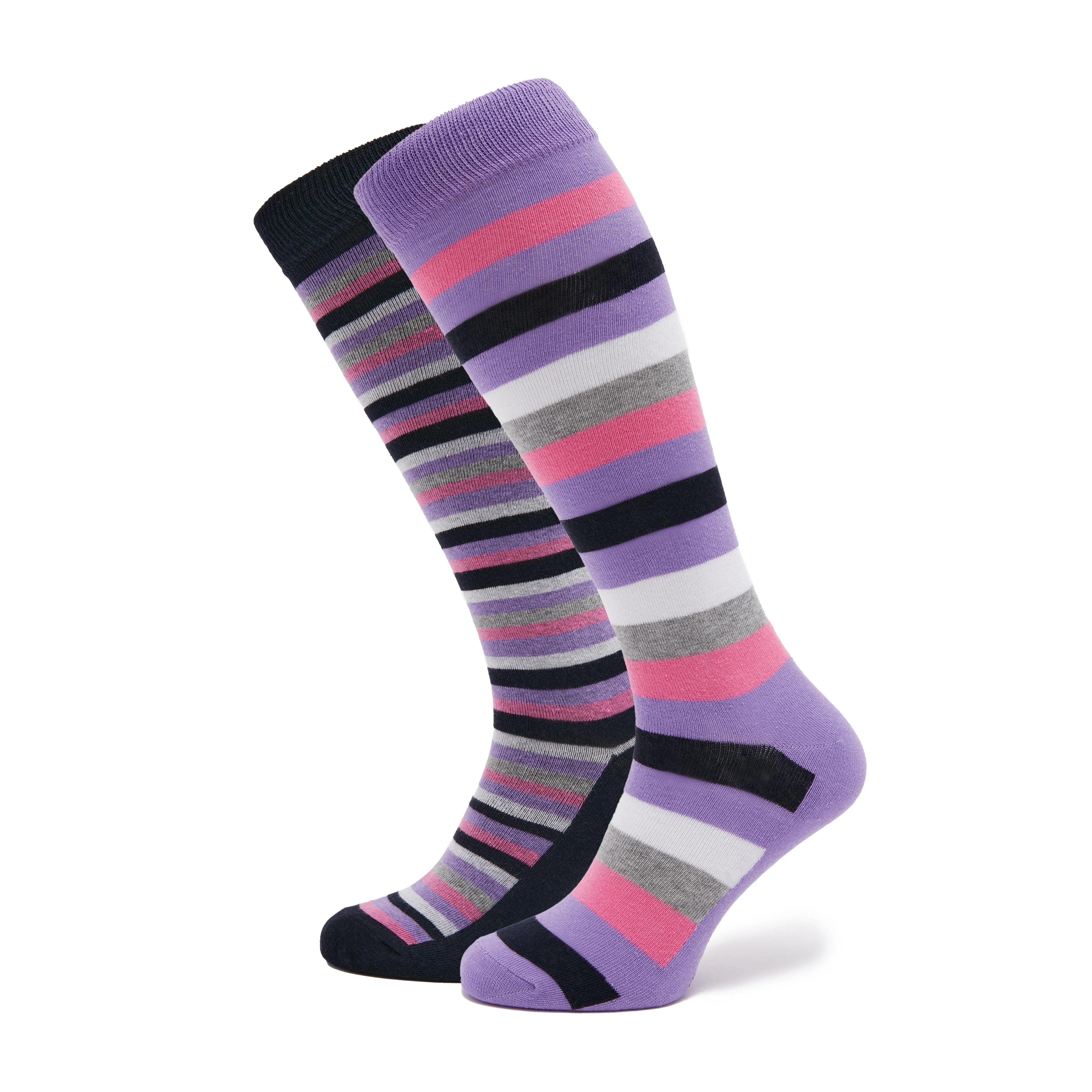 Womens Equestrian Stripe 2 Pack Socks Navy/Lilac - Image 7
