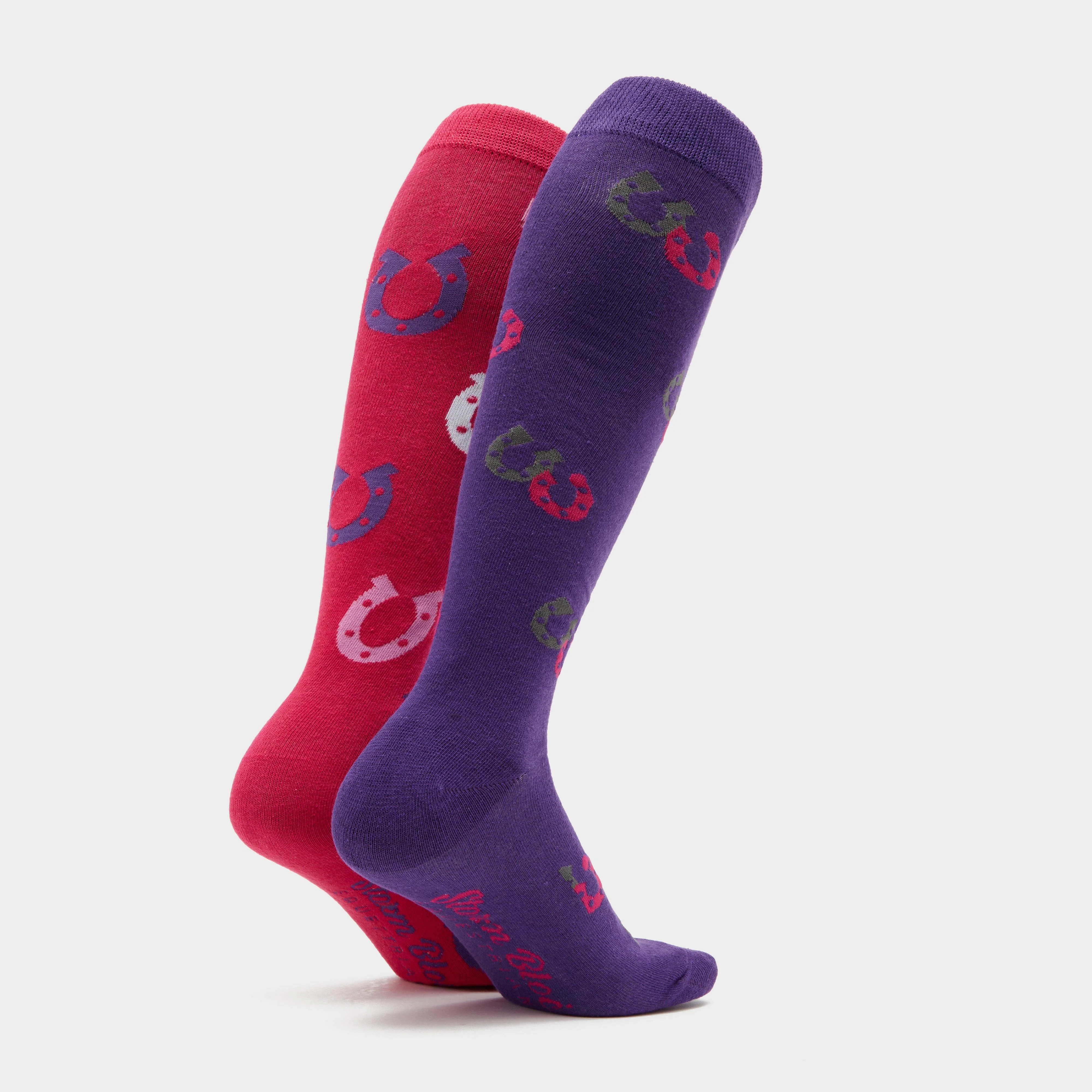 Womens Horseshoe 2 Pack Socks Raspberry/Purple - Image 3