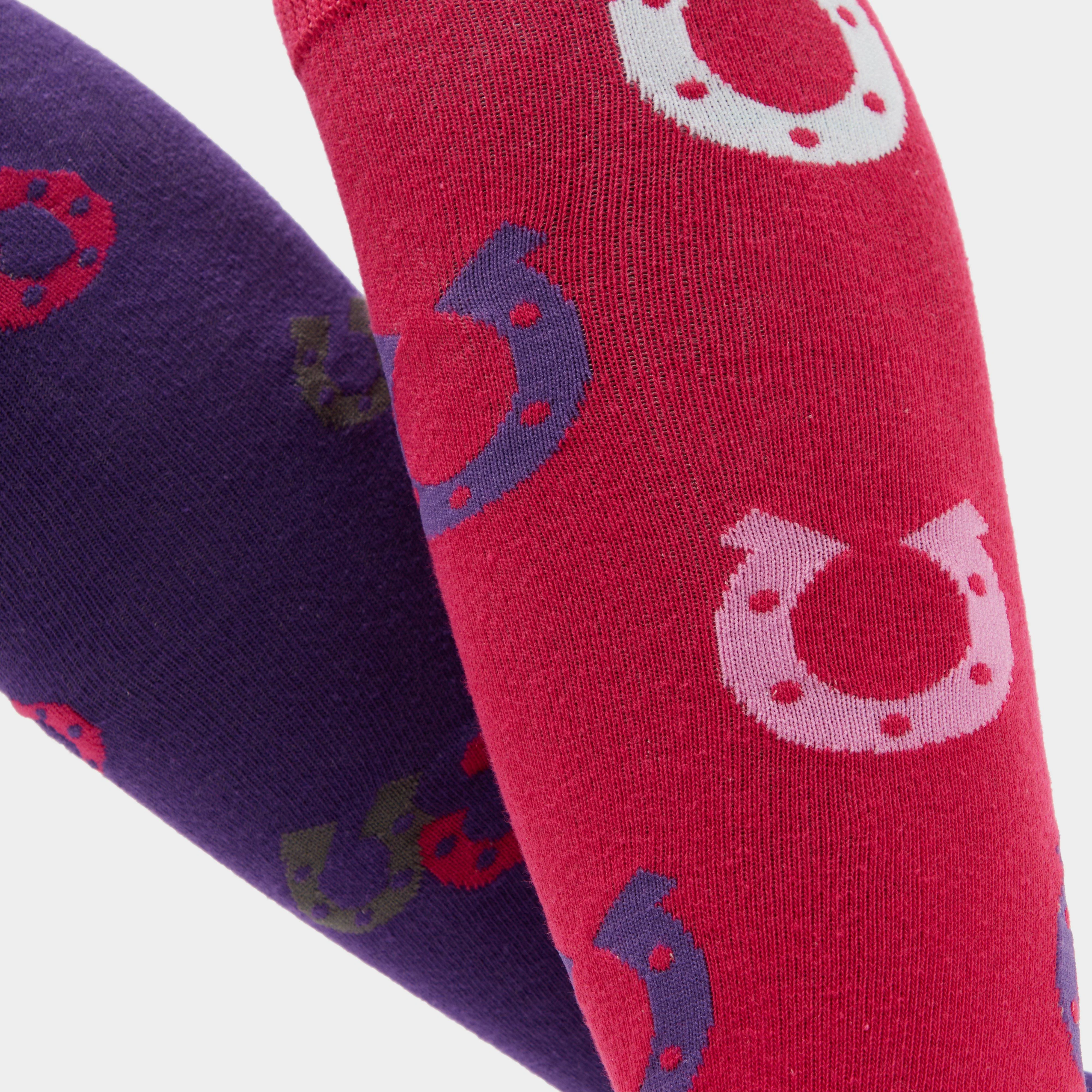 Womens Horseshoe 2 Pack Socks Raspberry/Purple - Image 4