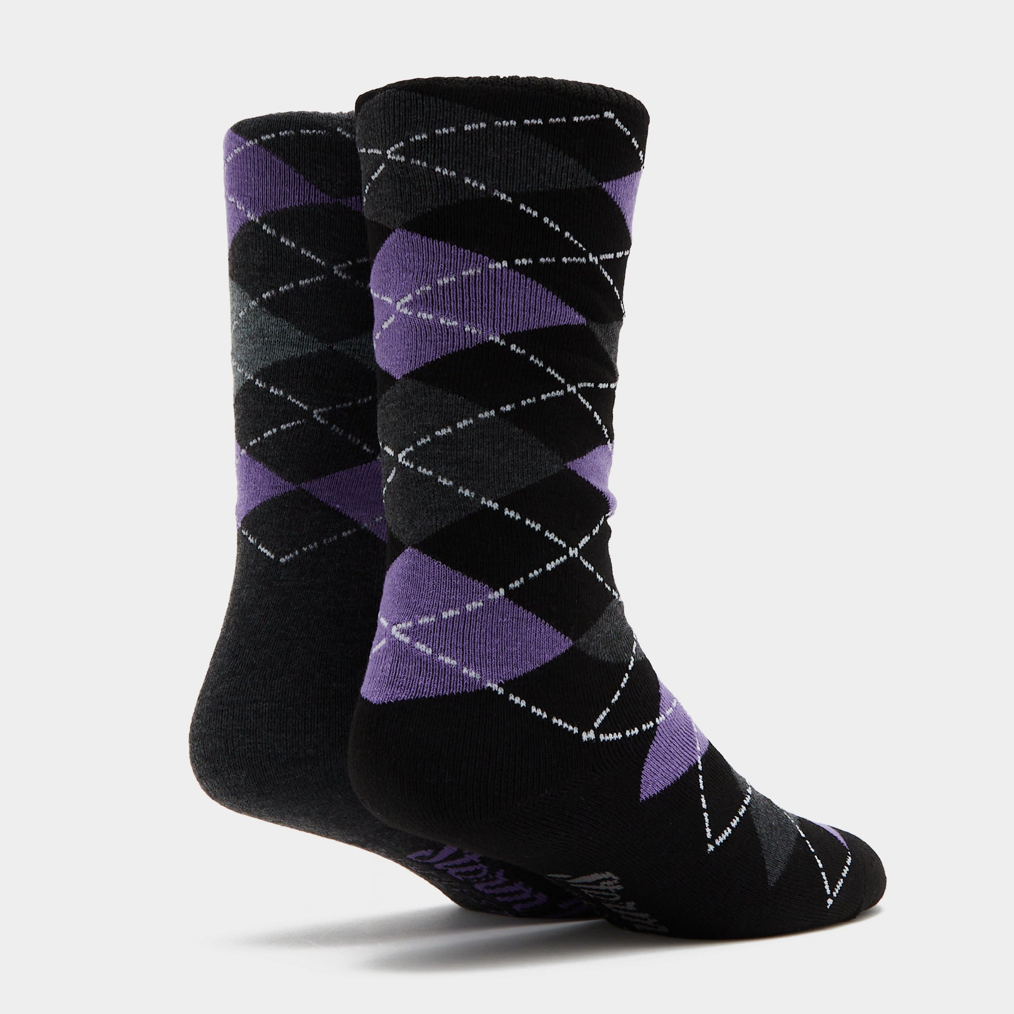 Womens Midweight Argyle Lingfield 2 Pack Socks Charcoal/Black - Image 3
