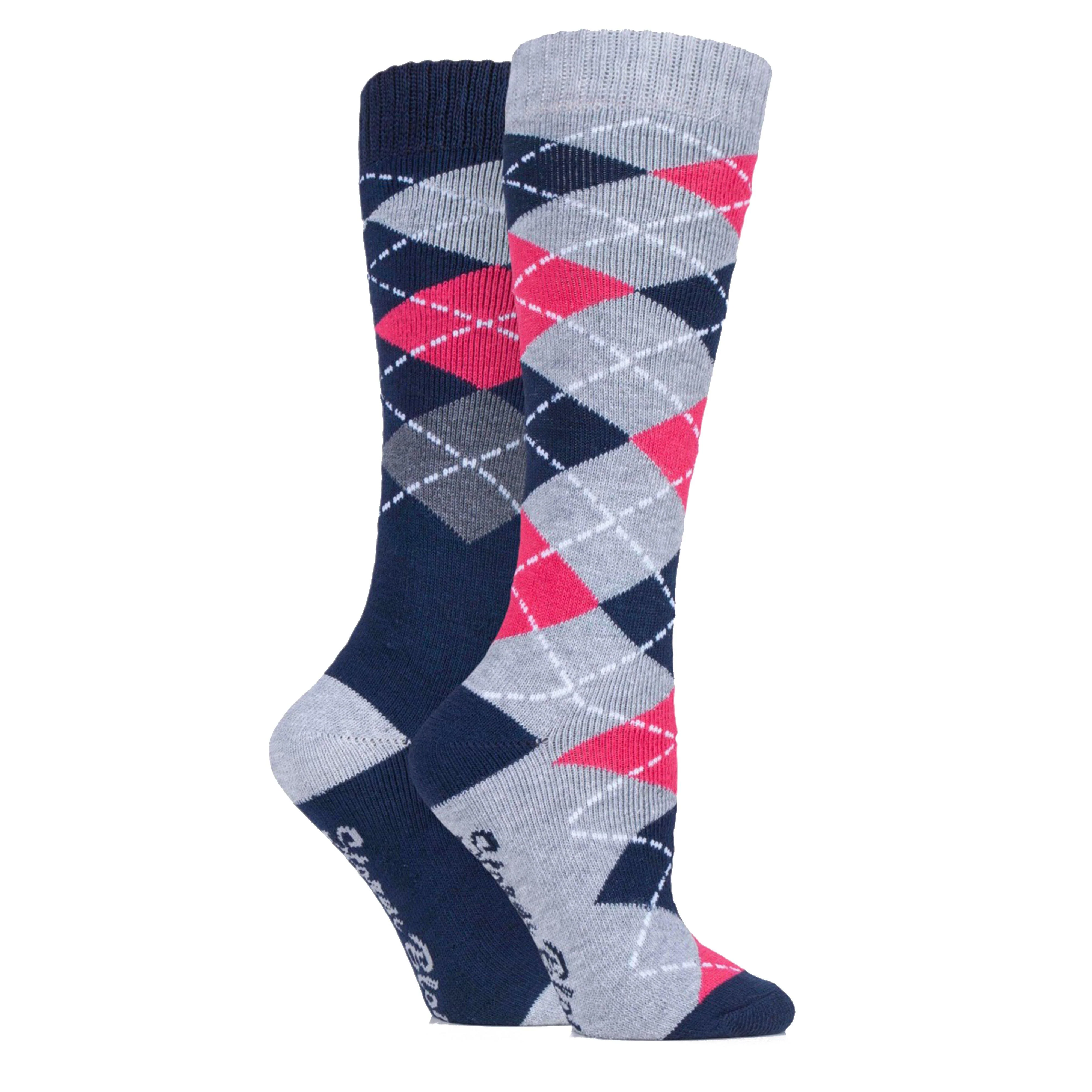 Womens Midweight Argyle Lingfield 2 Pack Socks Navy - Image 2