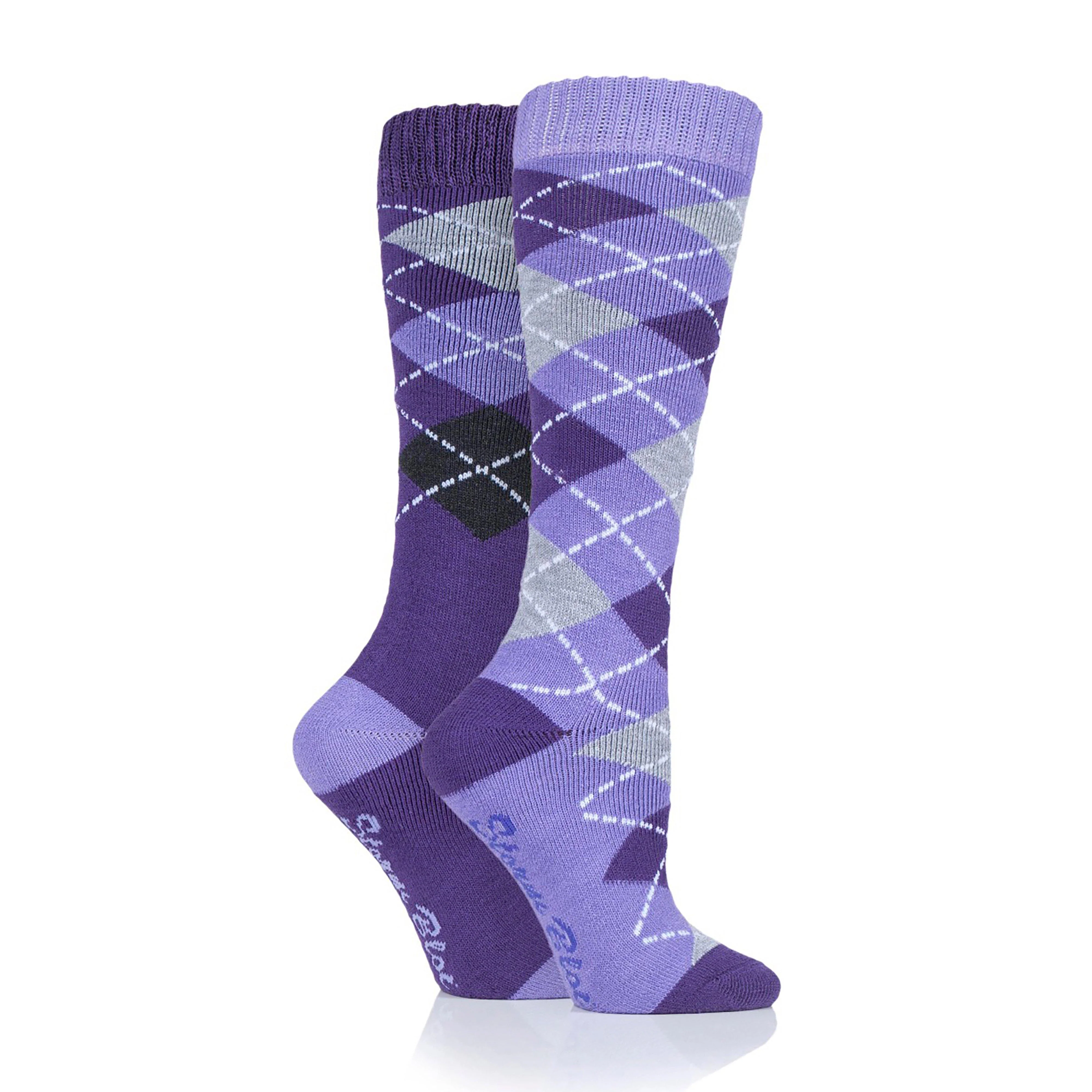 Womens Midweight Argyle Lingfield 2 Pack Socks Purple - Image 2