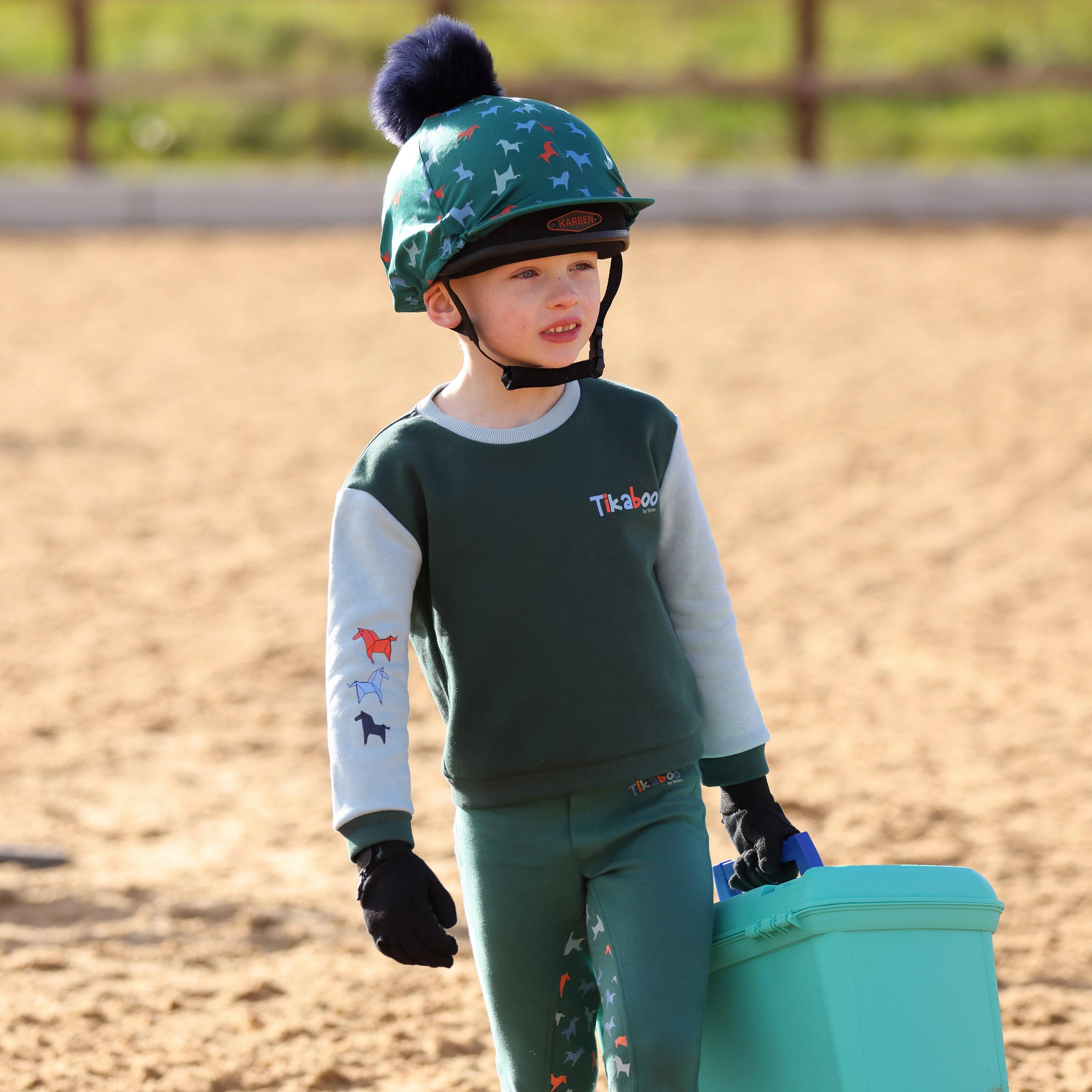 Kids Hat Cover Green Horse - Image 2