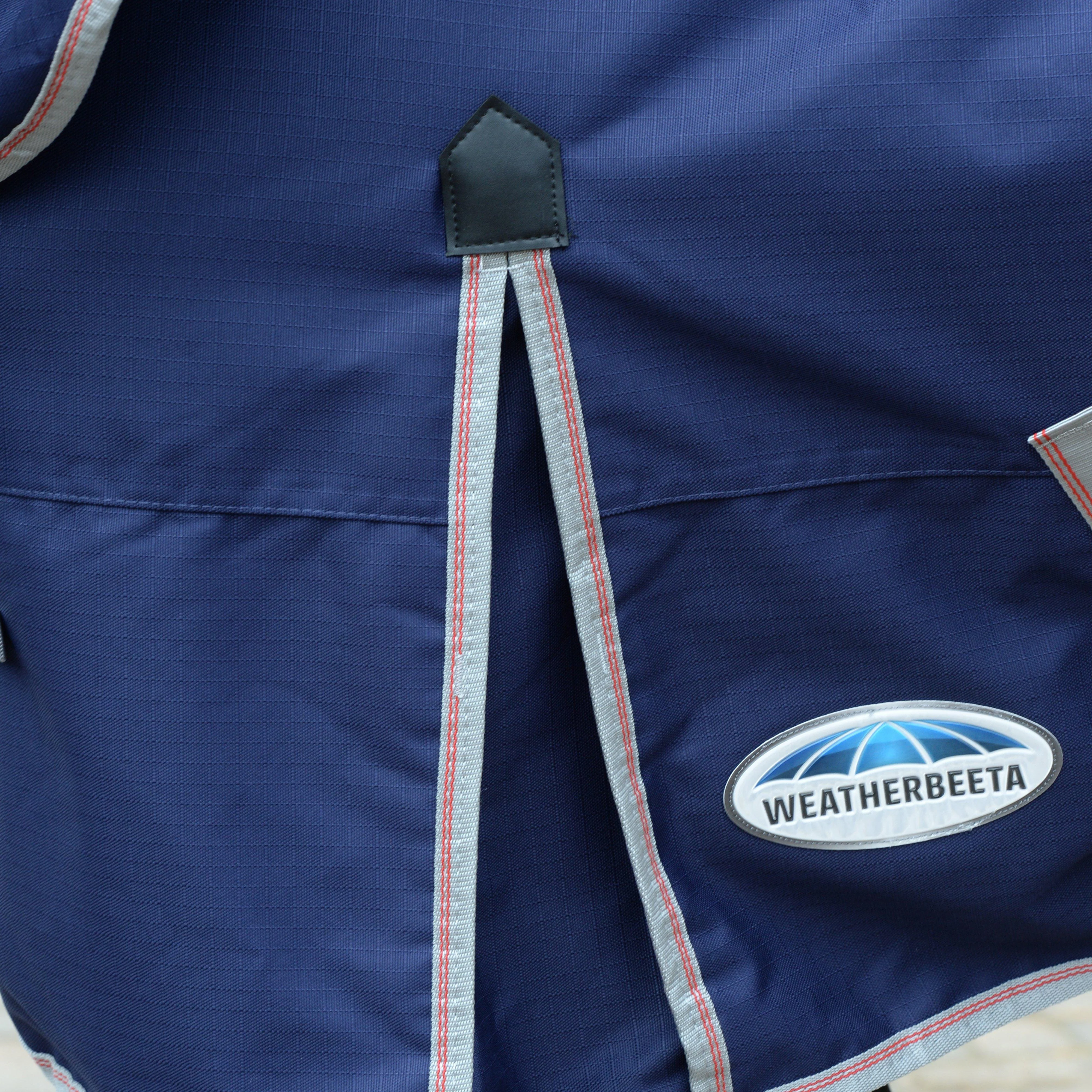 ComFiTec Essential 360g Heavy Weight Combo Neck Turnout Rug Navy/Silver/Red - Image 4
