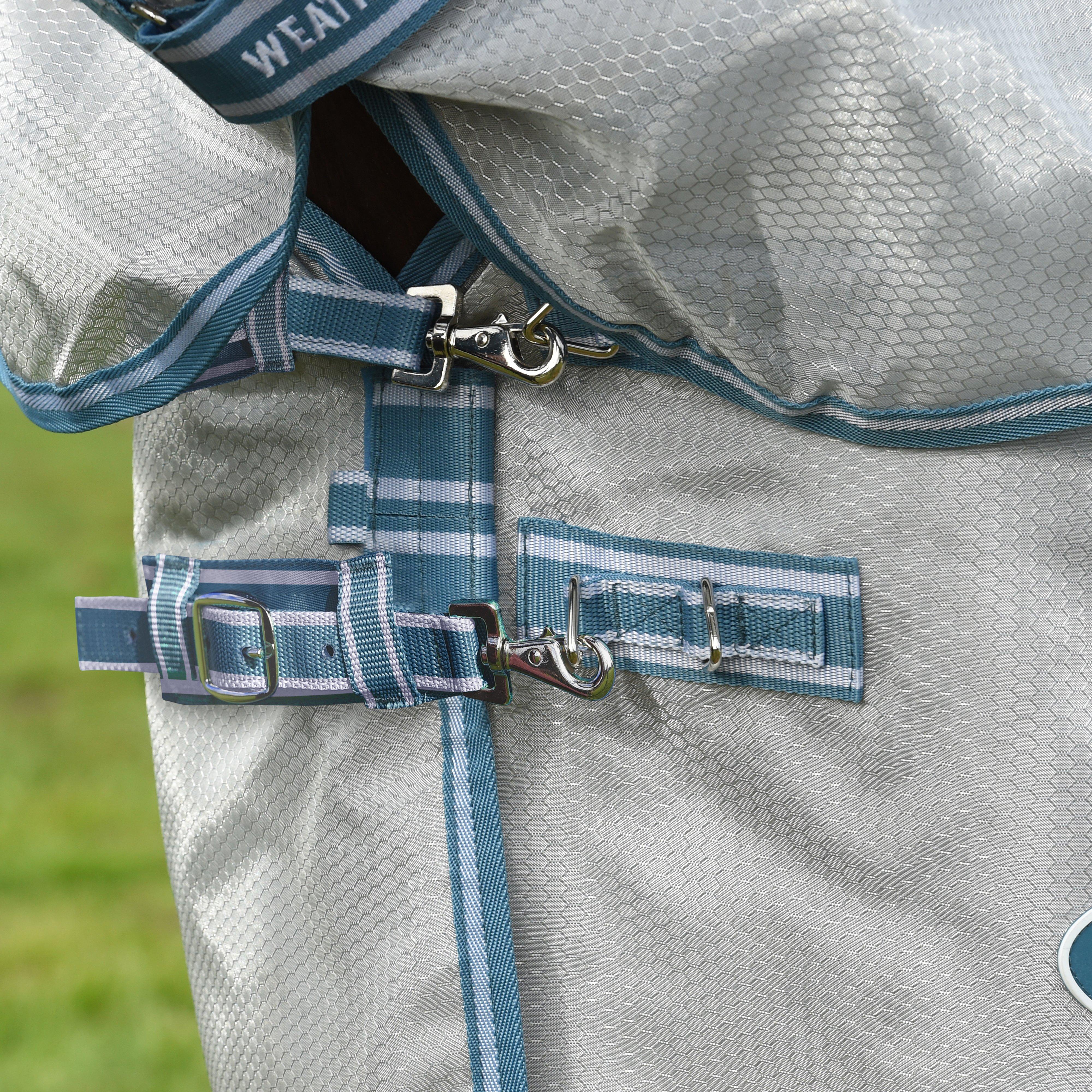 ComFiTec Hexi Shield Combo Neck Fly Rug Silver/Teal Blue - Image 3