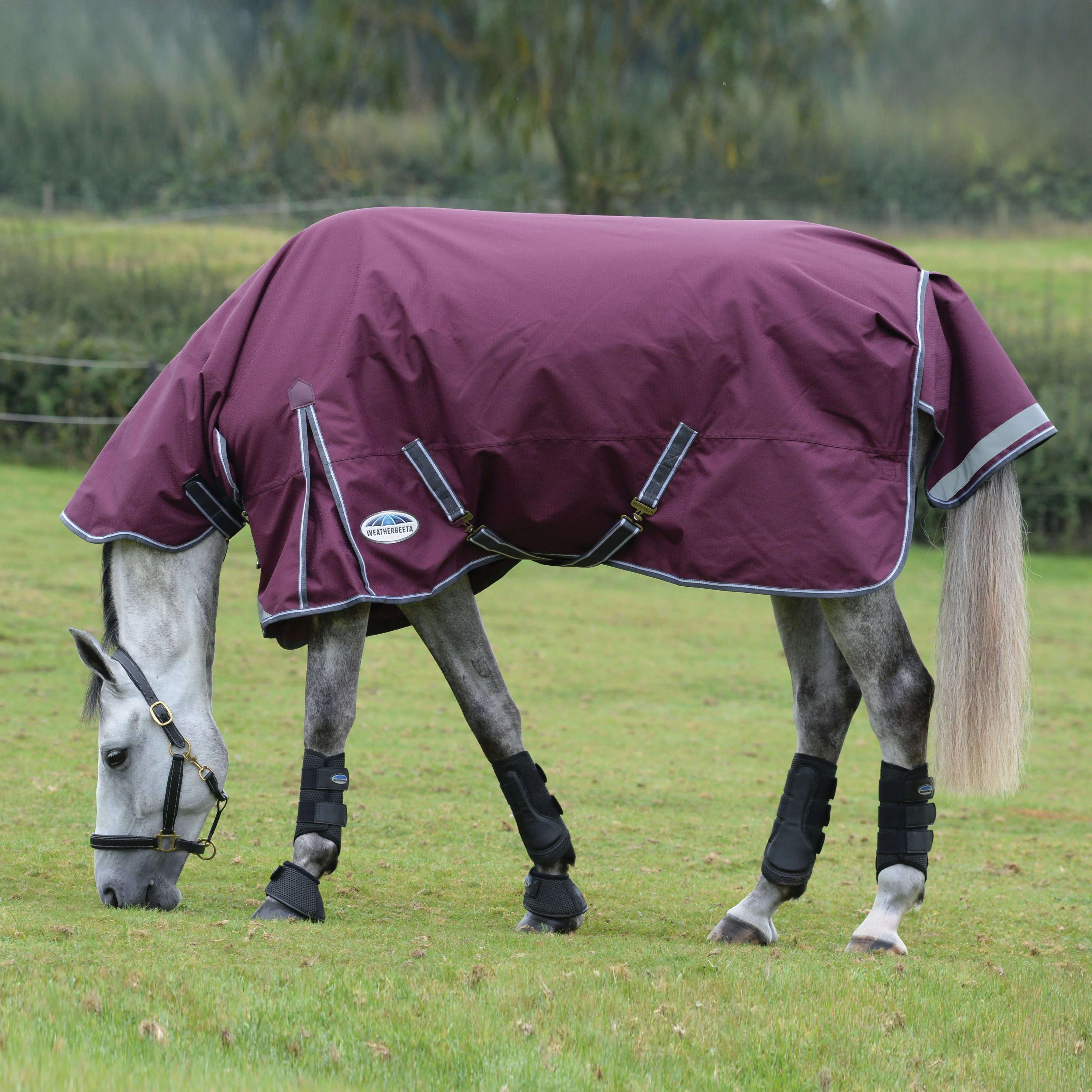 ComFiTec Plus Dynamic II Detach-A-Neck 0g Light Weight Turnout Rug Maroon/Grey/White - Image 2
