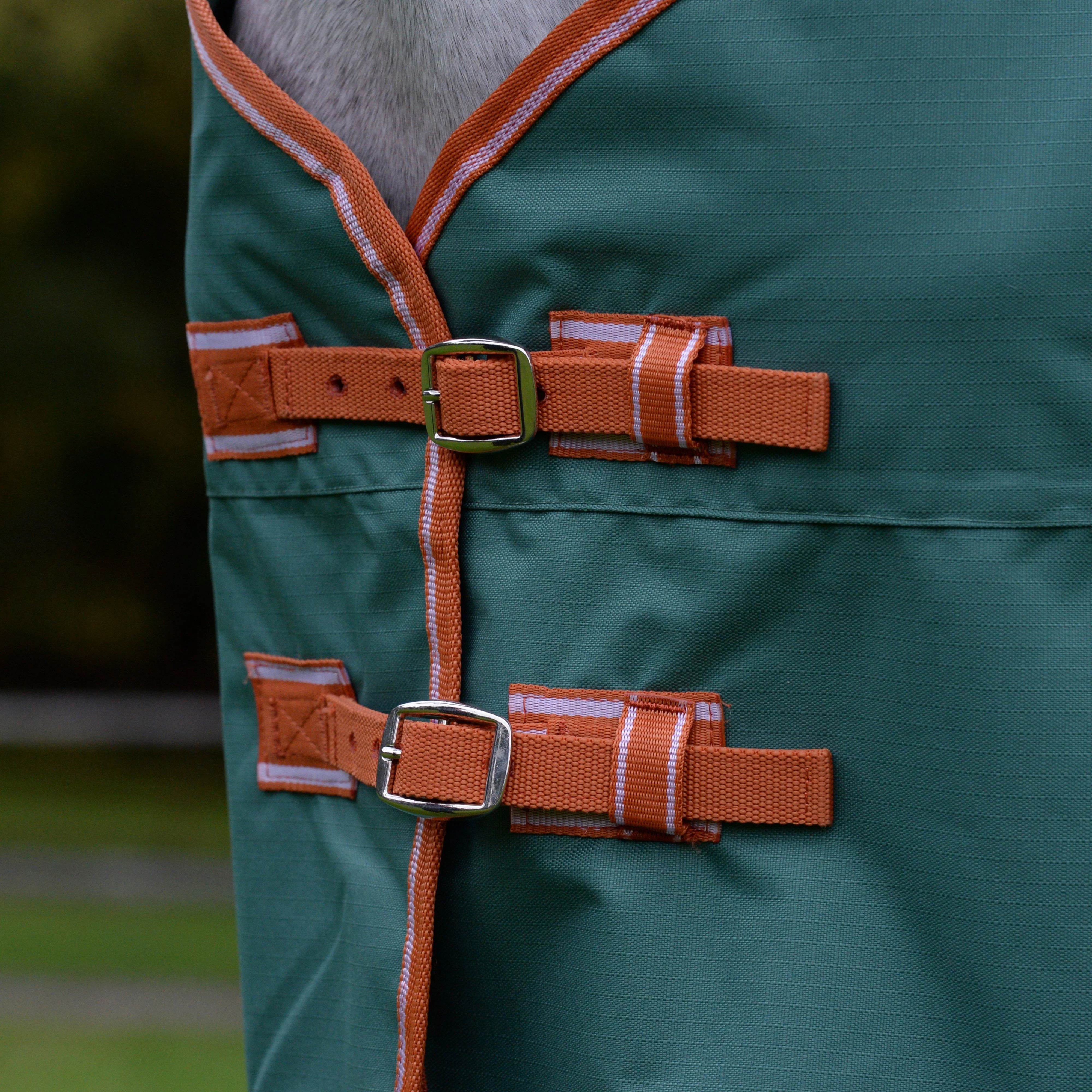 ComFiTec Tyro Combo Neck 200g Mediumweight Turnout Rug Green/Burnt Orange/White - Image 3