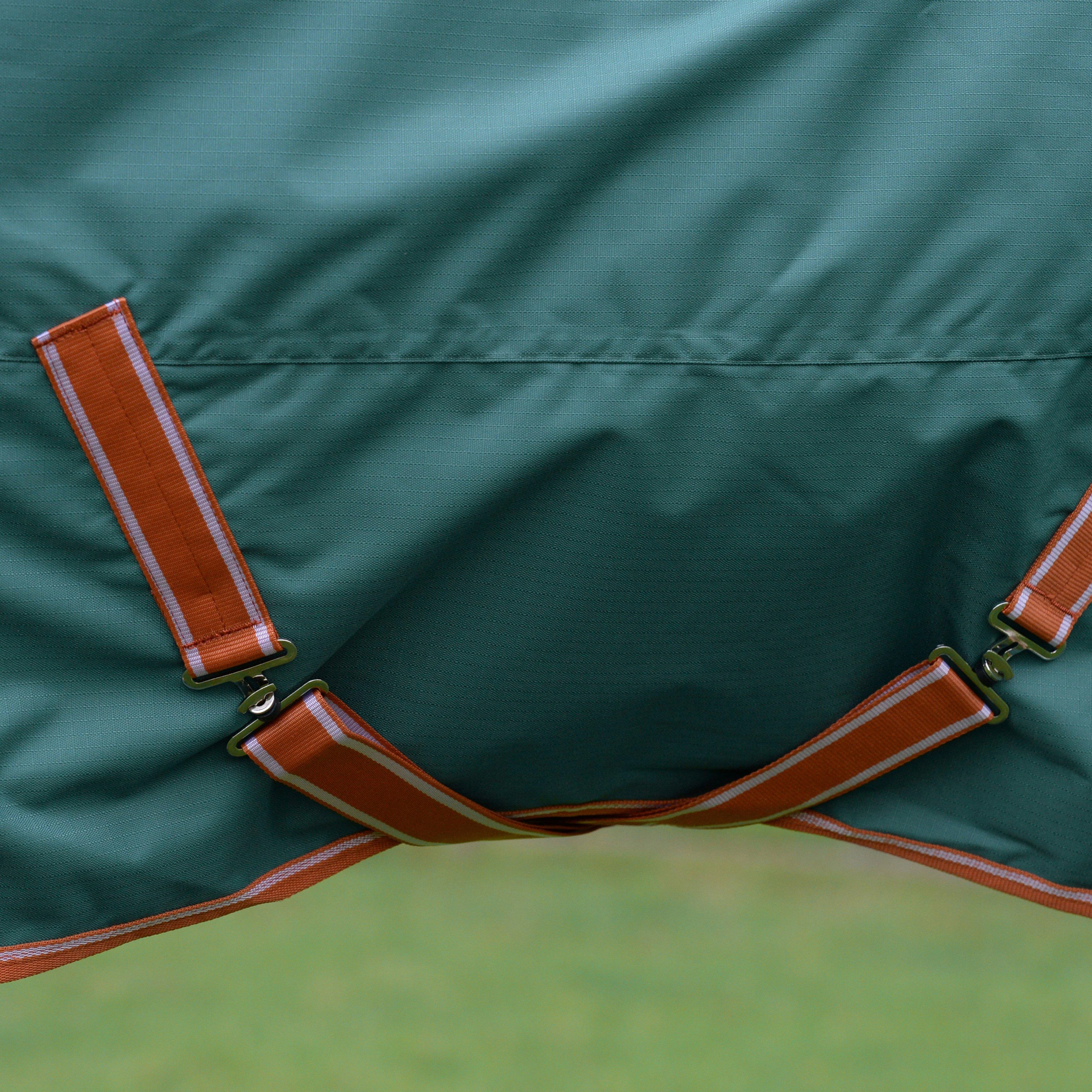 ComFiTec Tyro Standard Neck 50g Lite Plus Turnout Rug Green/Burnt Orange/White - Image 4