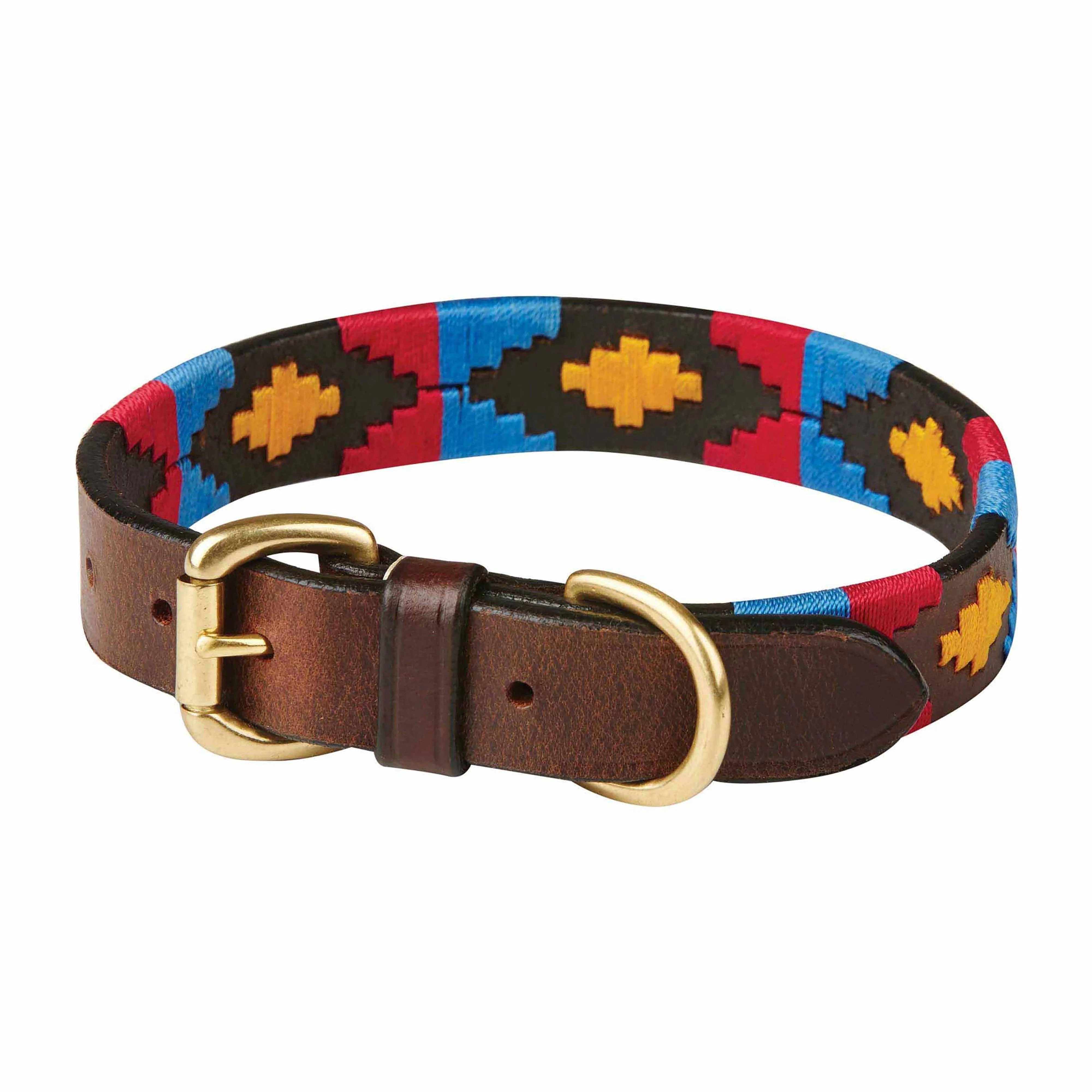 Polo Leather Collar Cowdray Brown/Pink/Blue/Yellow - Image 3