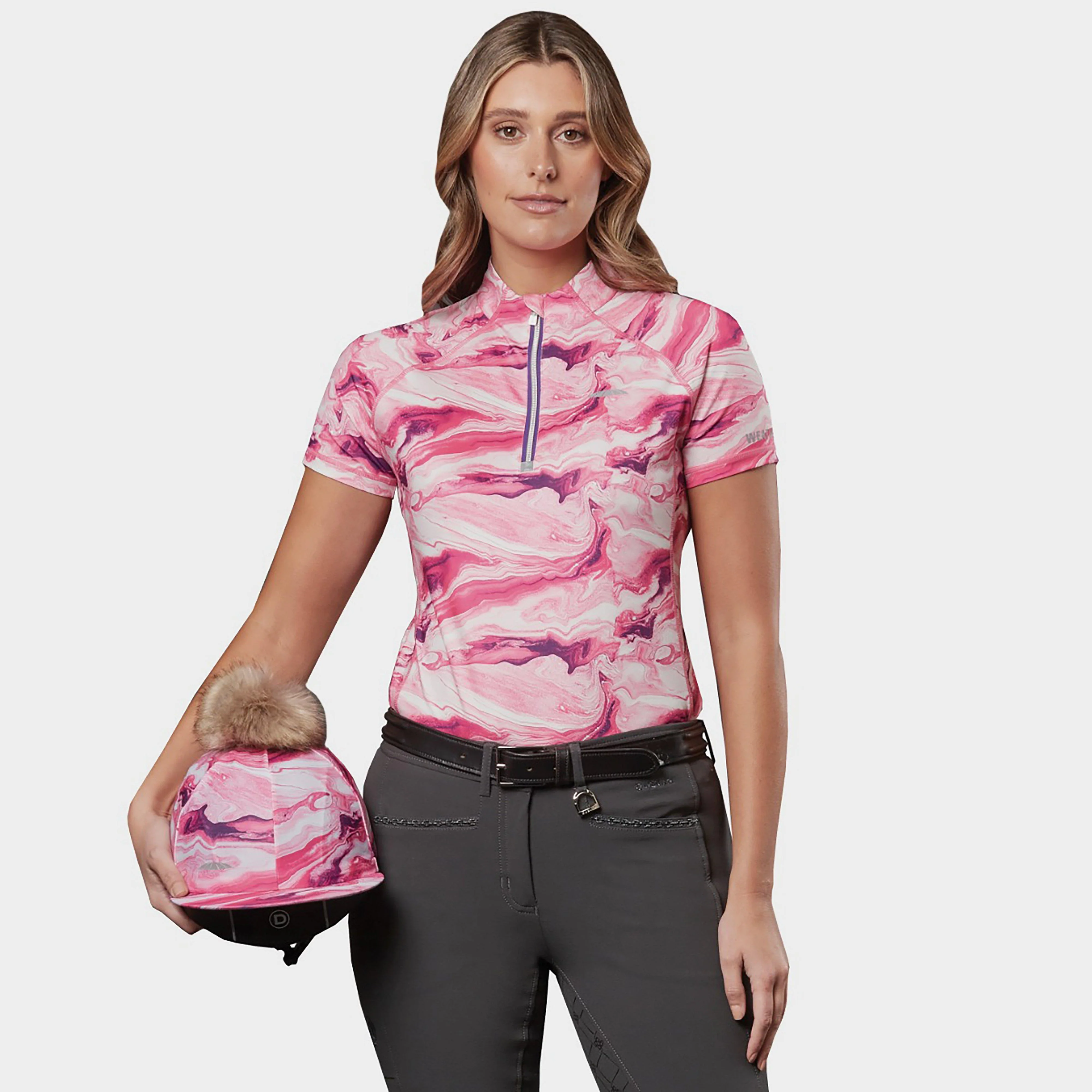 Short Sleeve Ruby Marble Top Pink Swirl Marble - Image 5