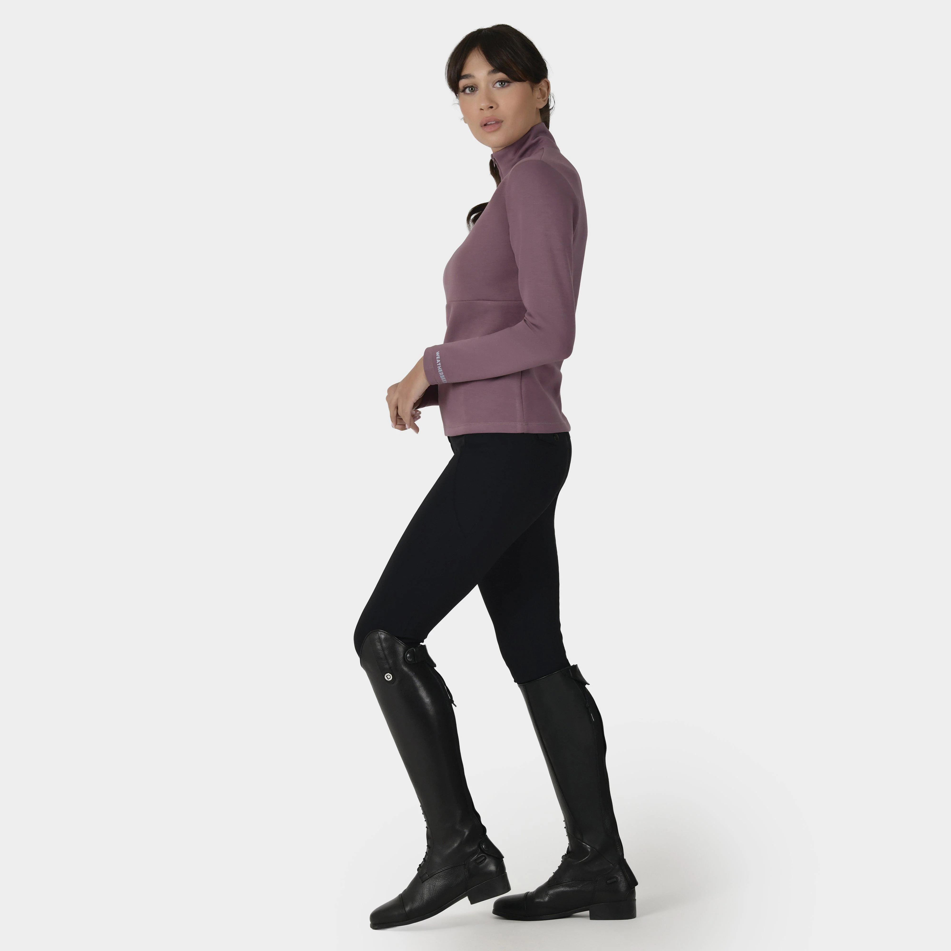 Women's Half Zip Long Sleeve Mid Layer | Mauve Wine - Image 3