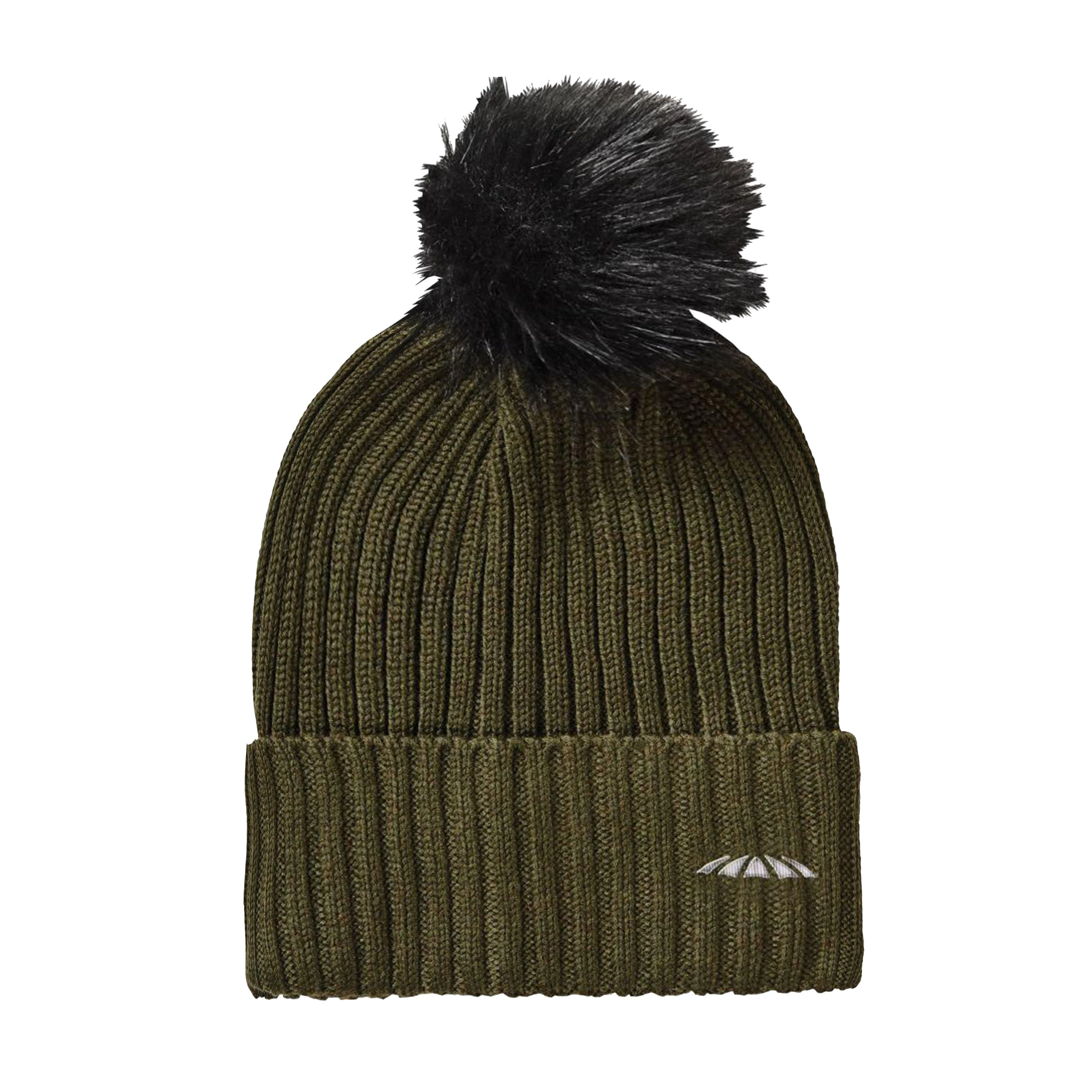 Womens Knit Beanie Olive - Image 4